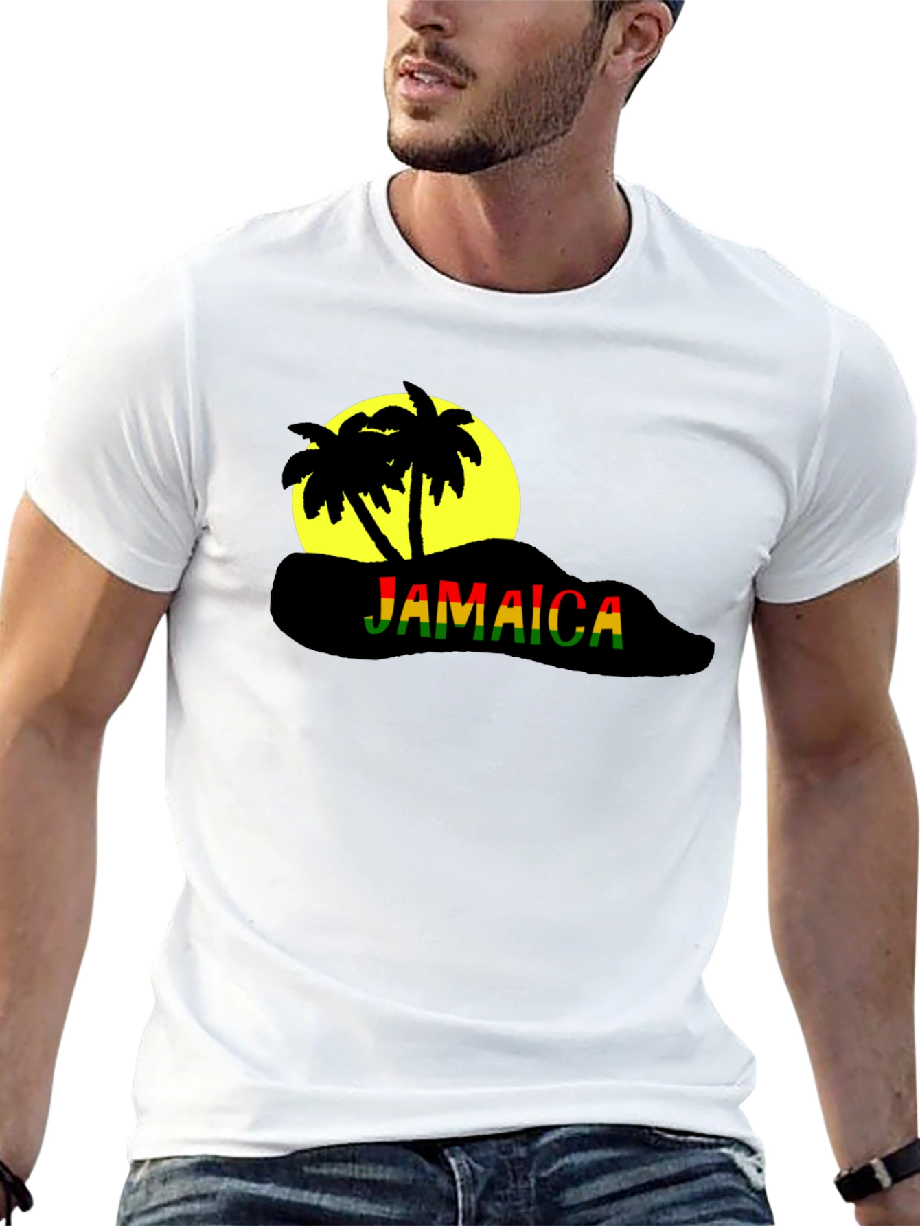 Jamaica Palm Tree Black T-Shirt