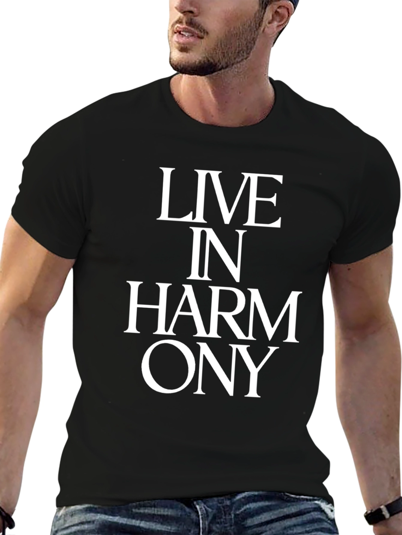 Live In Harmony T-Shirt - Black Graphic Tee