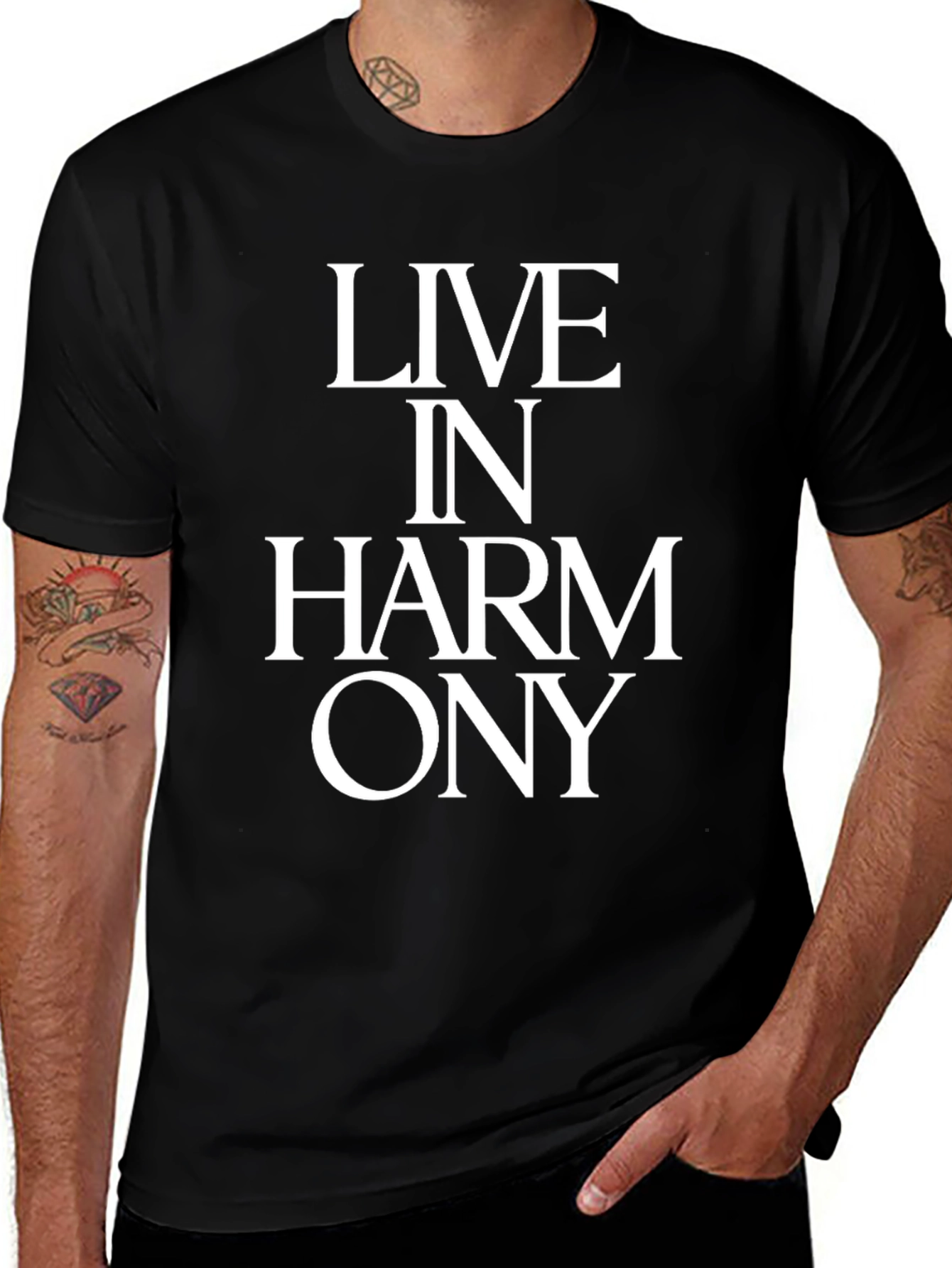Live In Harmony T-Shirt - Black Graphic Tee