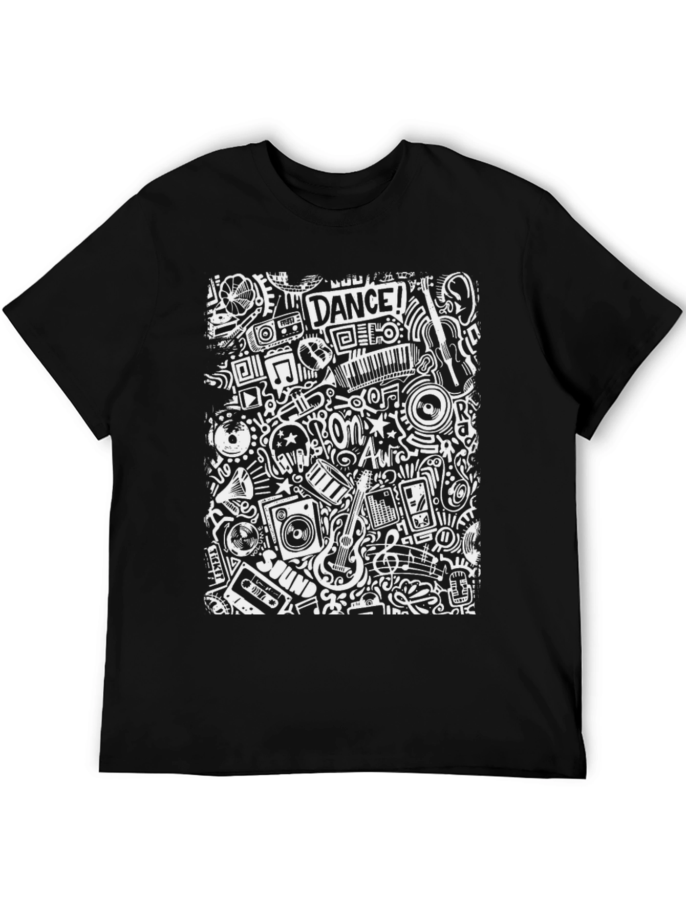 Music Doodle Graphic Print T-Shirt