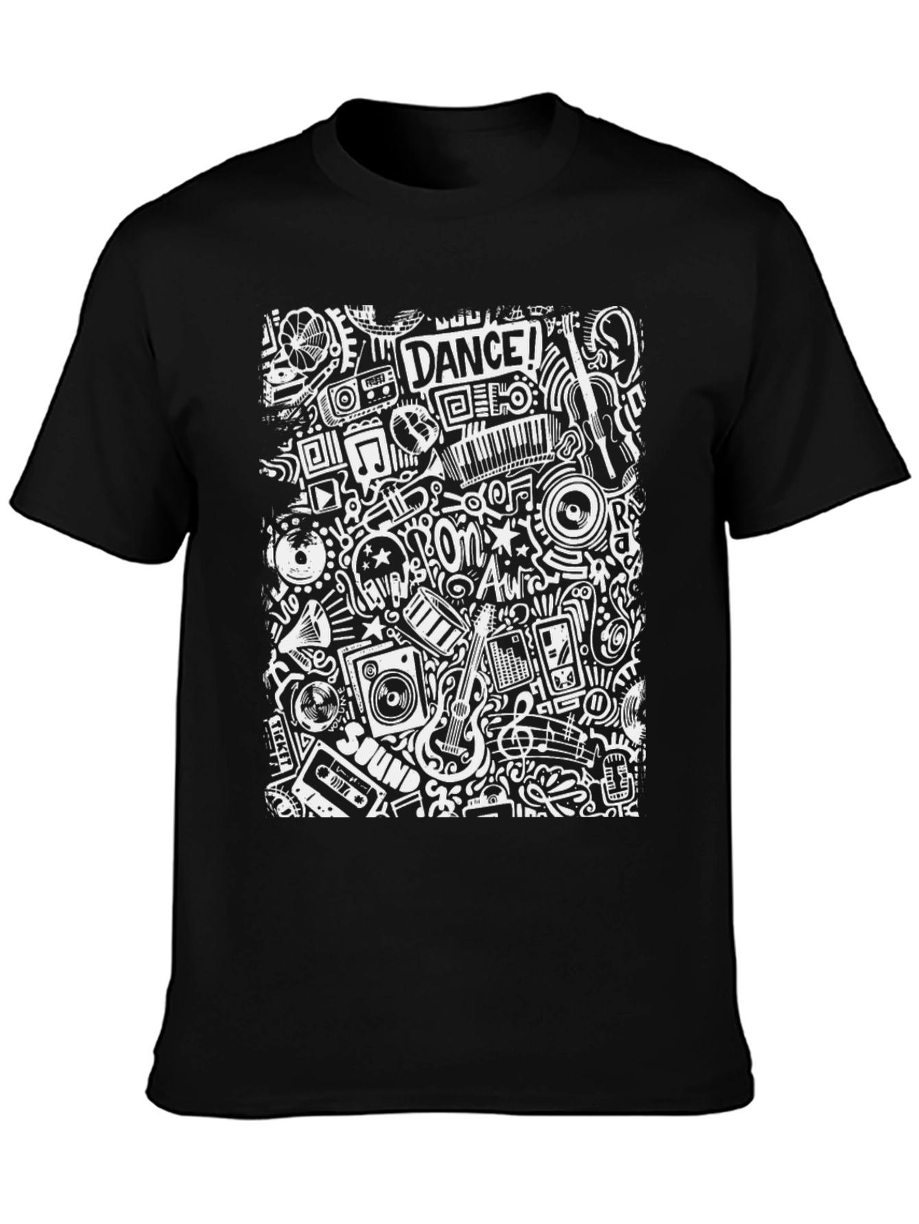 Music Doodle Graphic Print T-Shirt