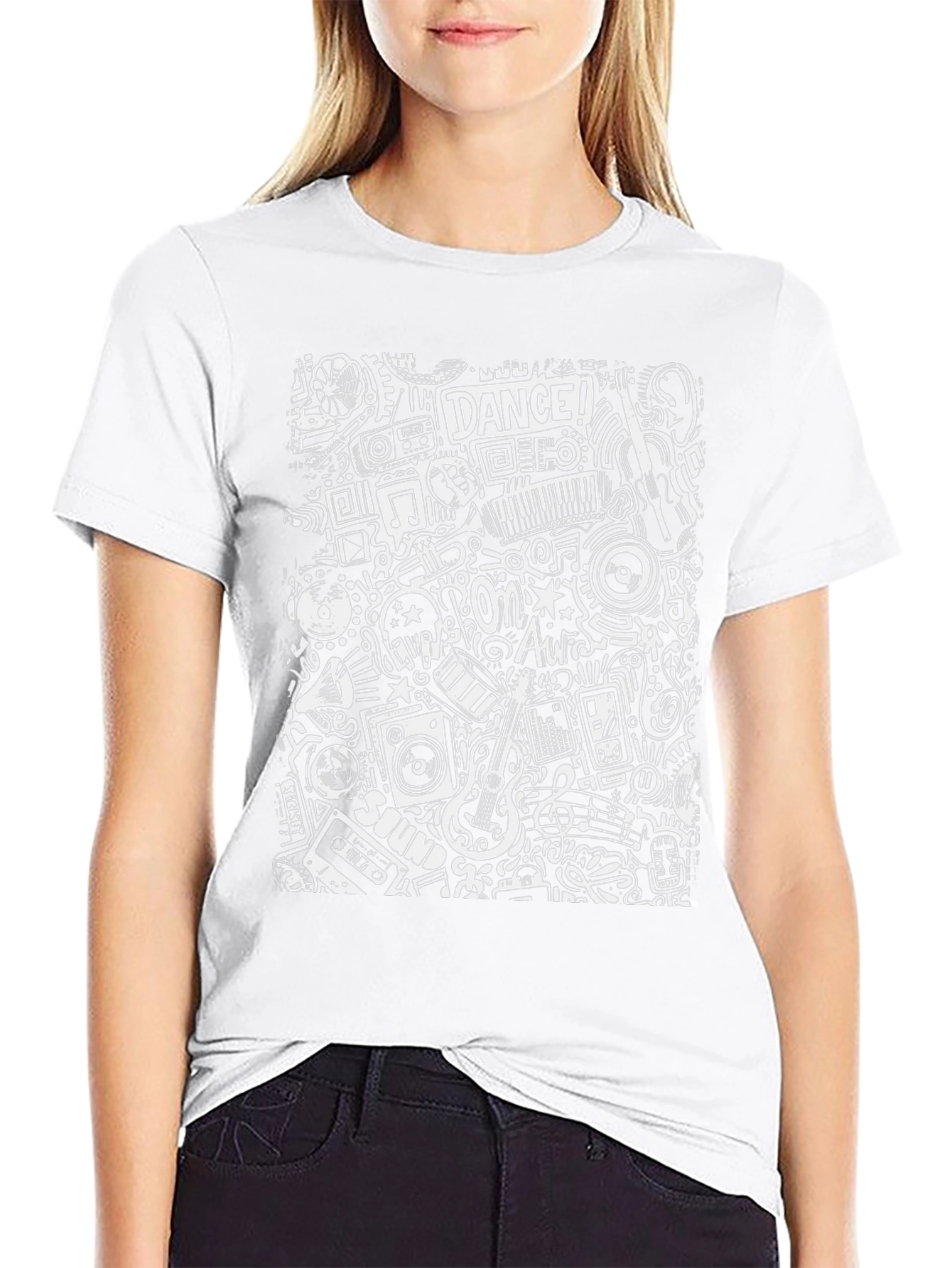 Music Doodle Graphic Print T-Shirt