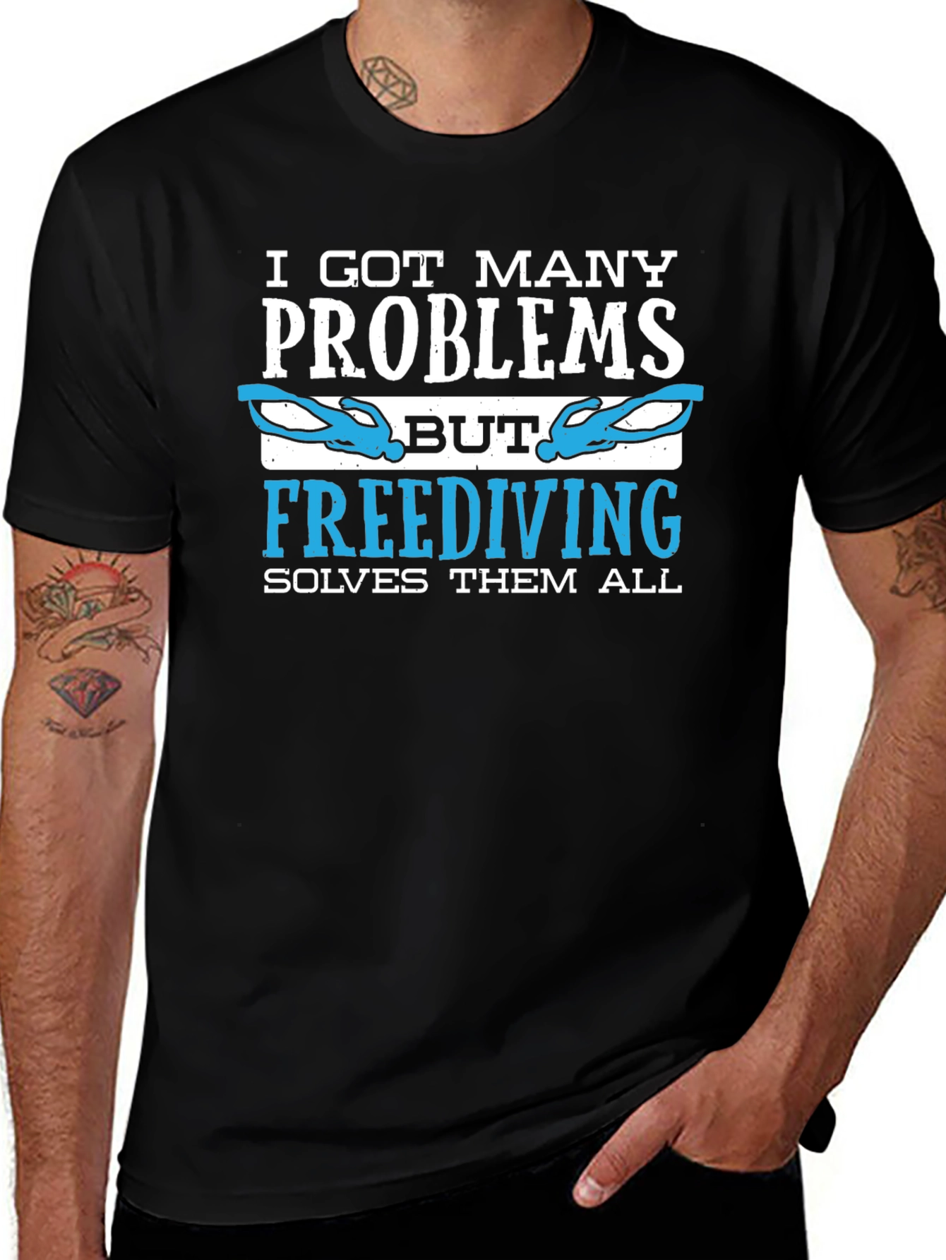 Freediving Solves Problems T-Shirt - Diver Gift