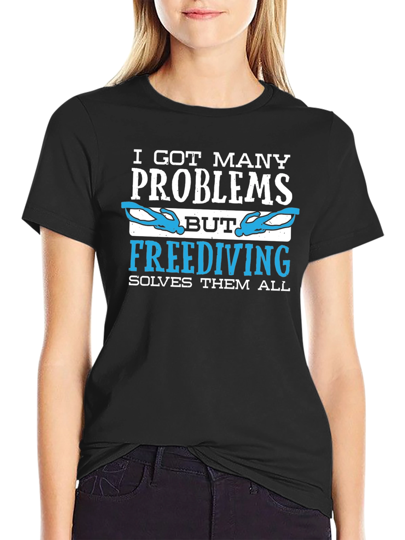 Freediving Solves Problems T-Shirt - Diver Gift
