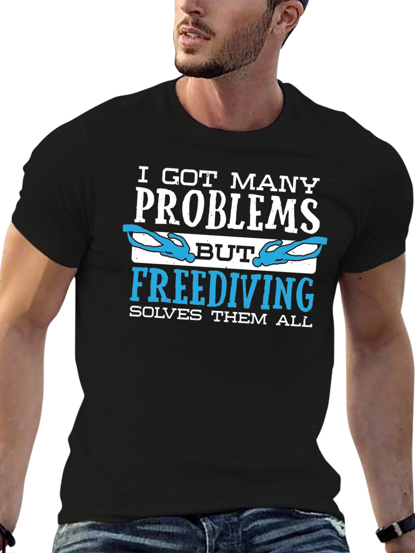 Freediving Solves Problems T-Shirt - Diver Gift
