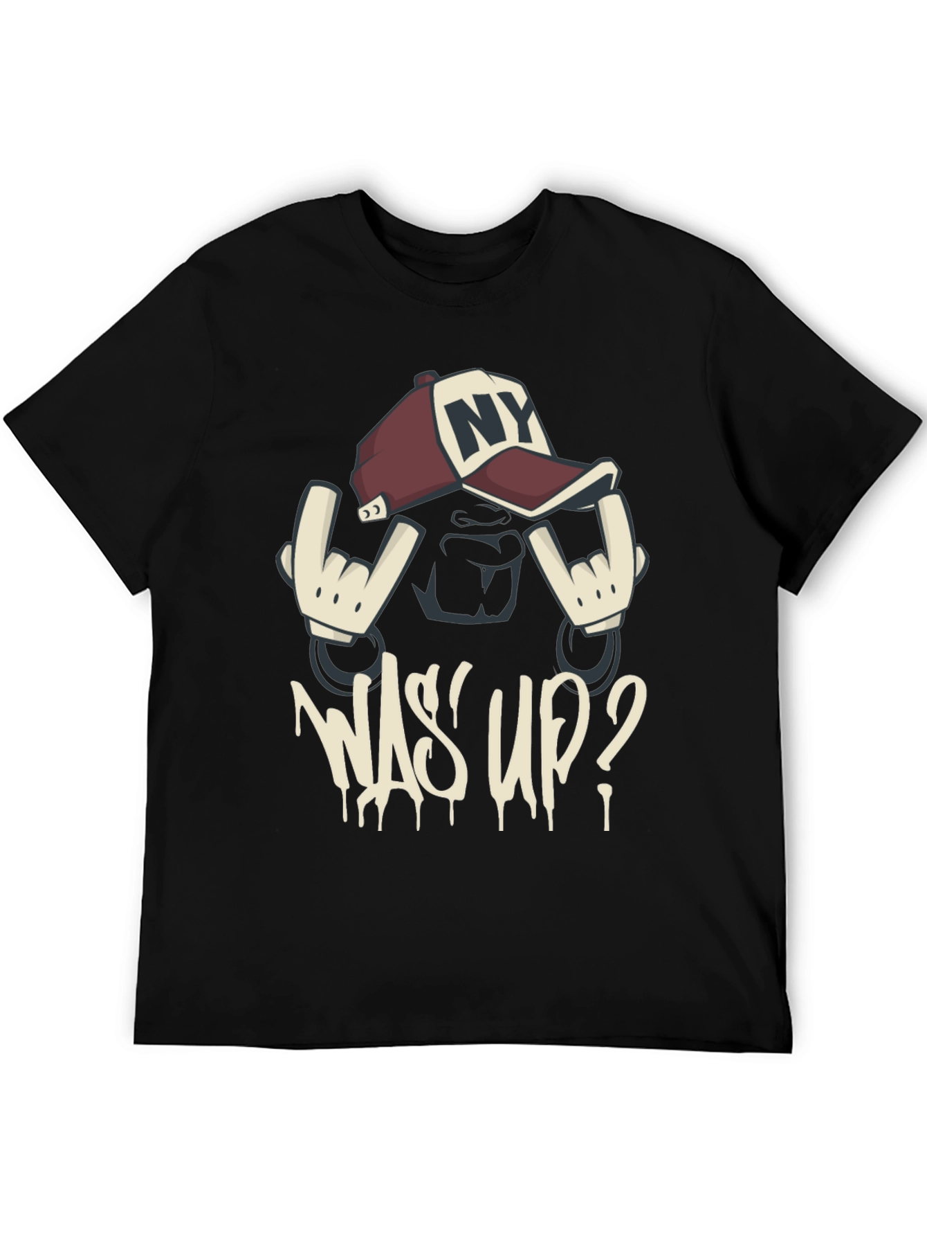 Cool Graphic Tee - Was Up? Black T-Shirt