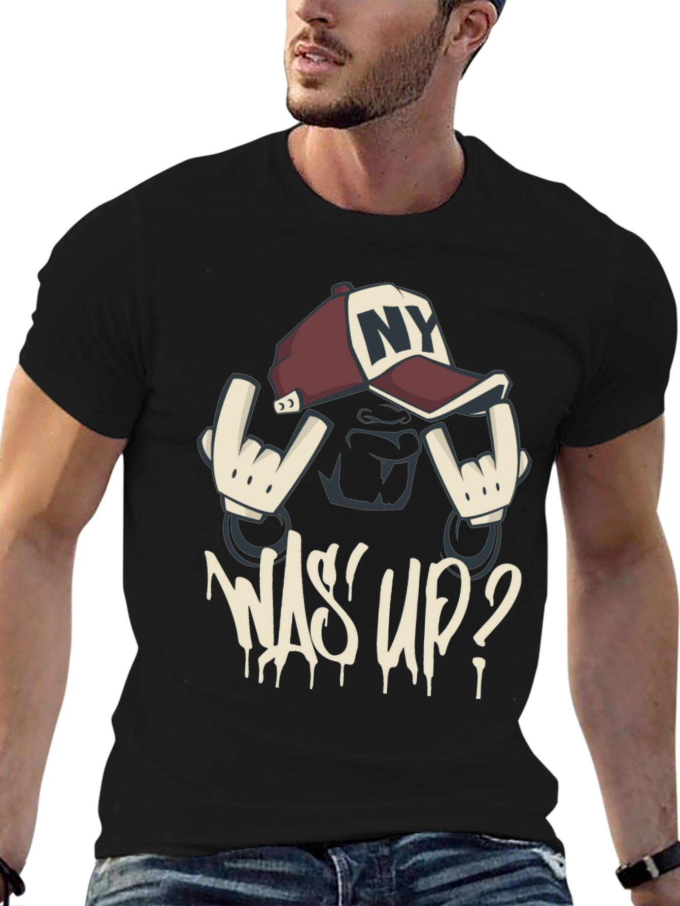 Cool Graphic Tee - Was Up? Black T-Shirt
