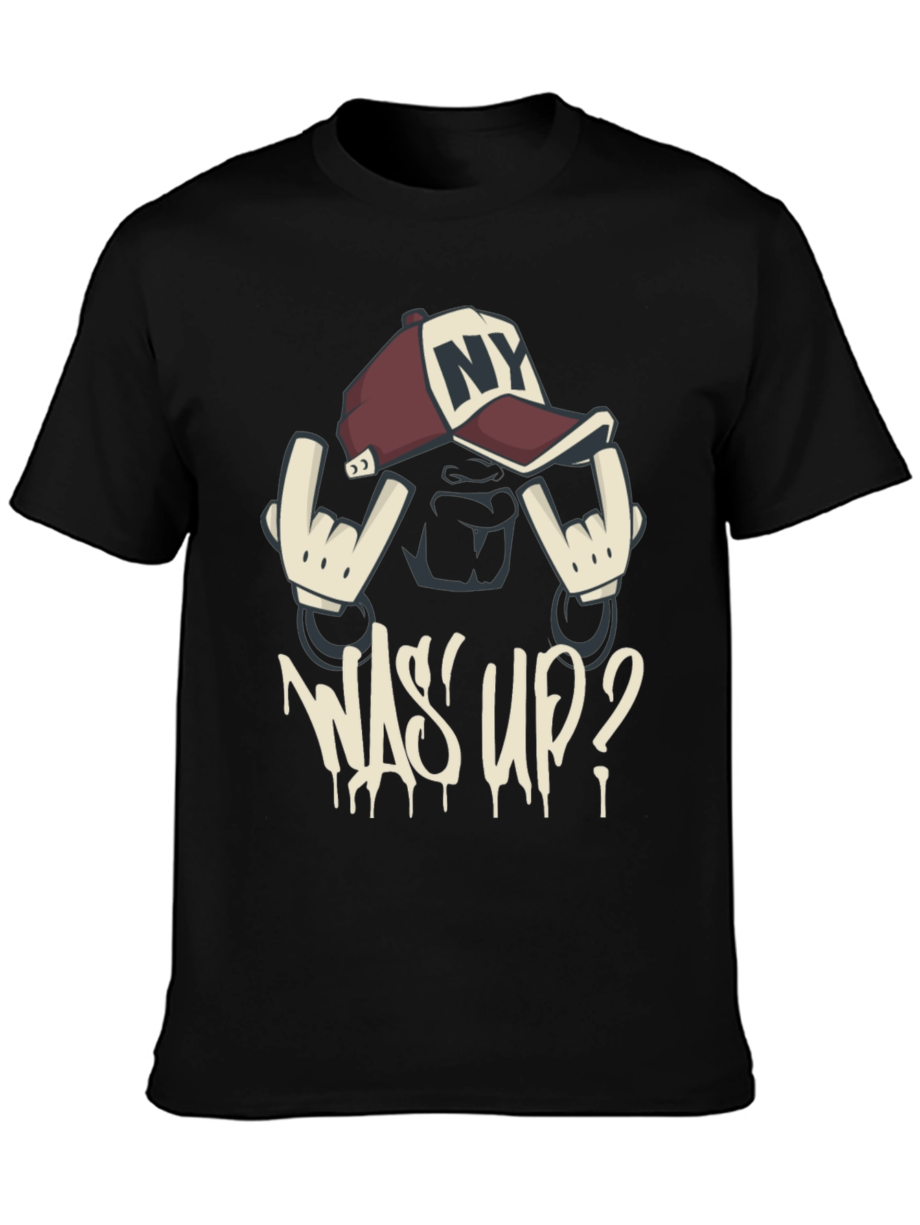 Cool Graphic Tee - Was Up? Black T-Shirt