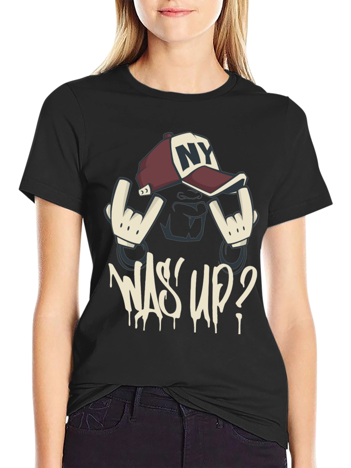 Cool Graphic Tee - Was Up? Black T-Shirt