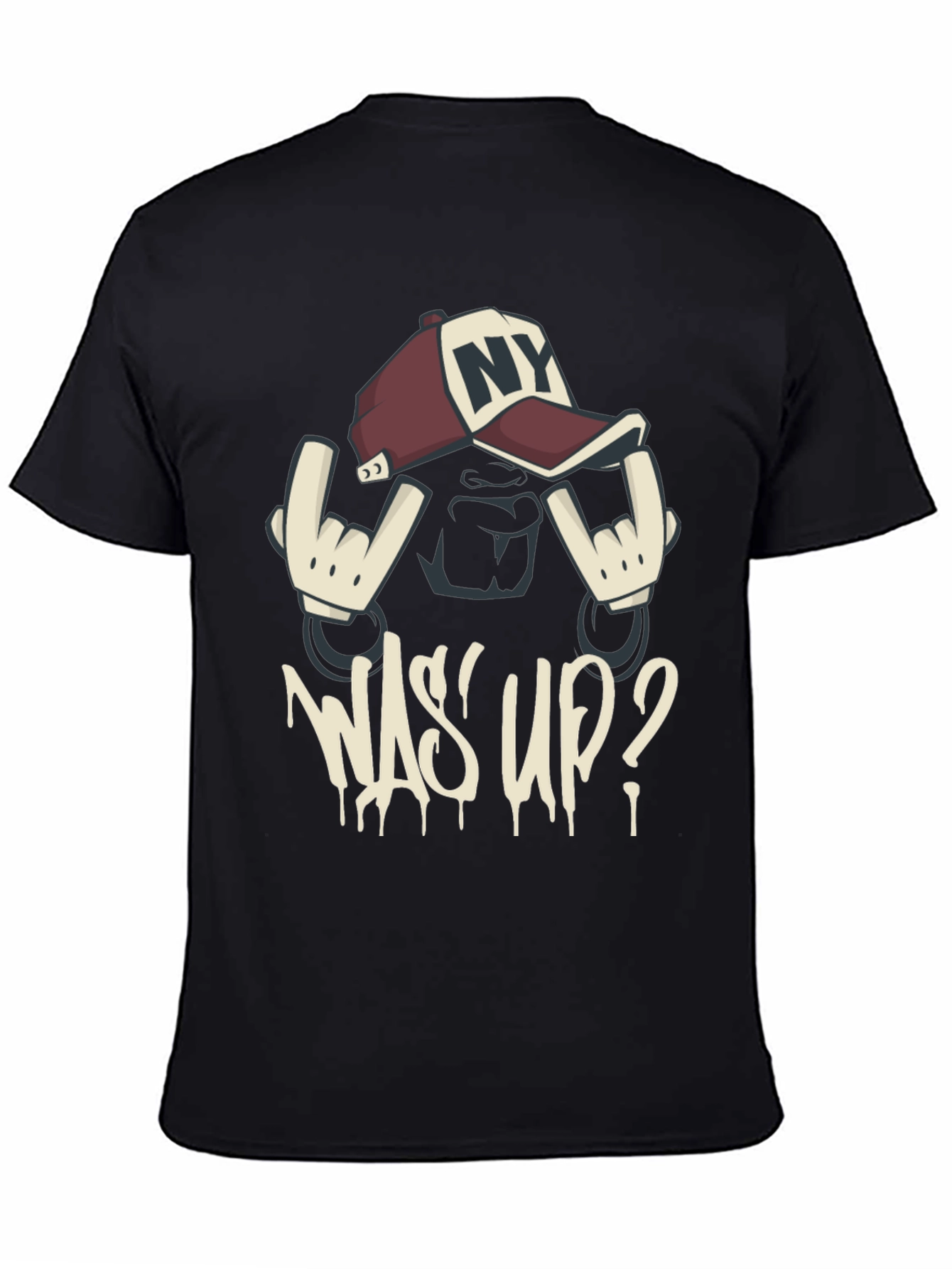 Cool Graphic Tee - Was Up? Black T-Shirt