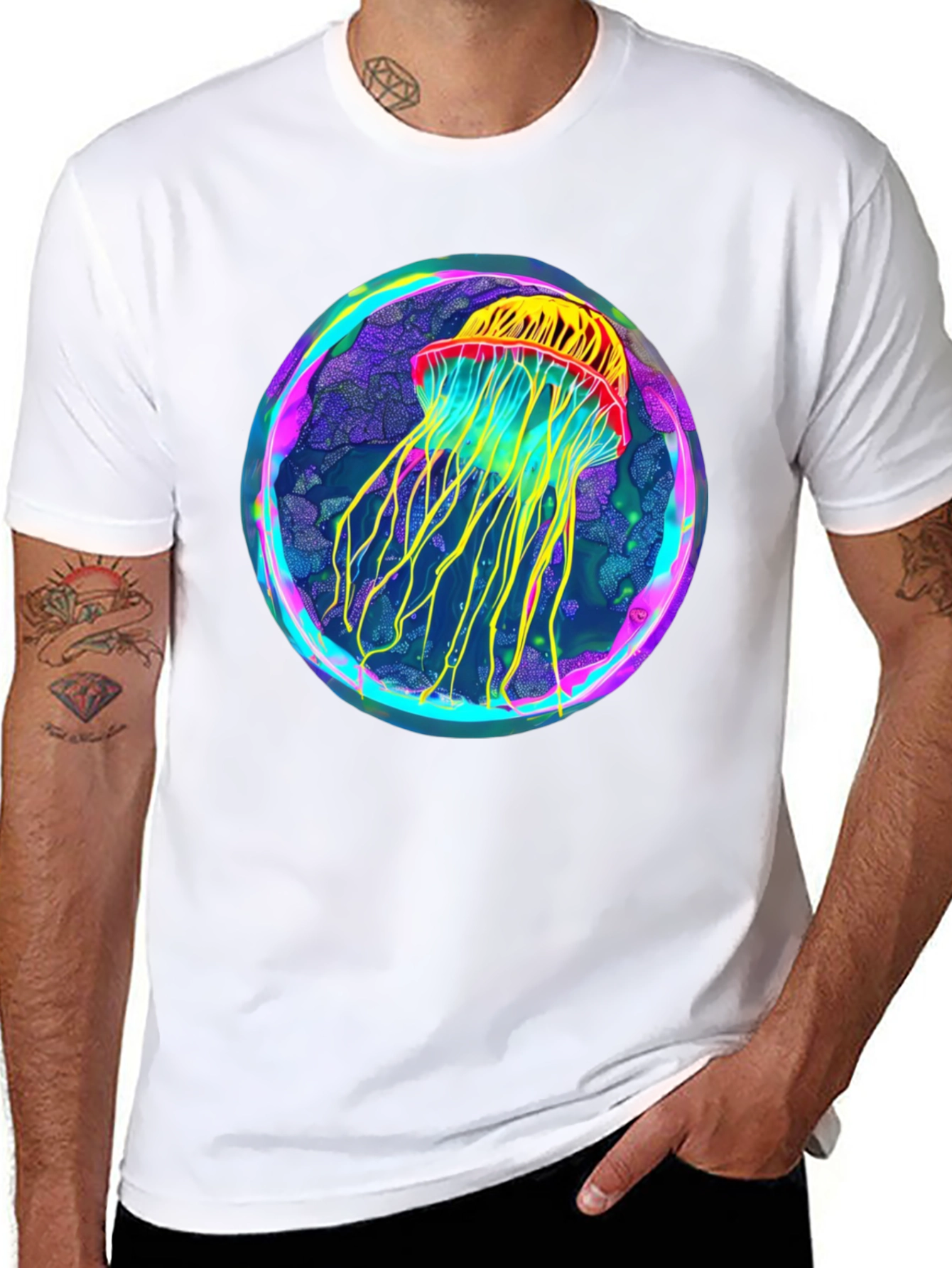 Neon Jellyfish Graphic Black Tee