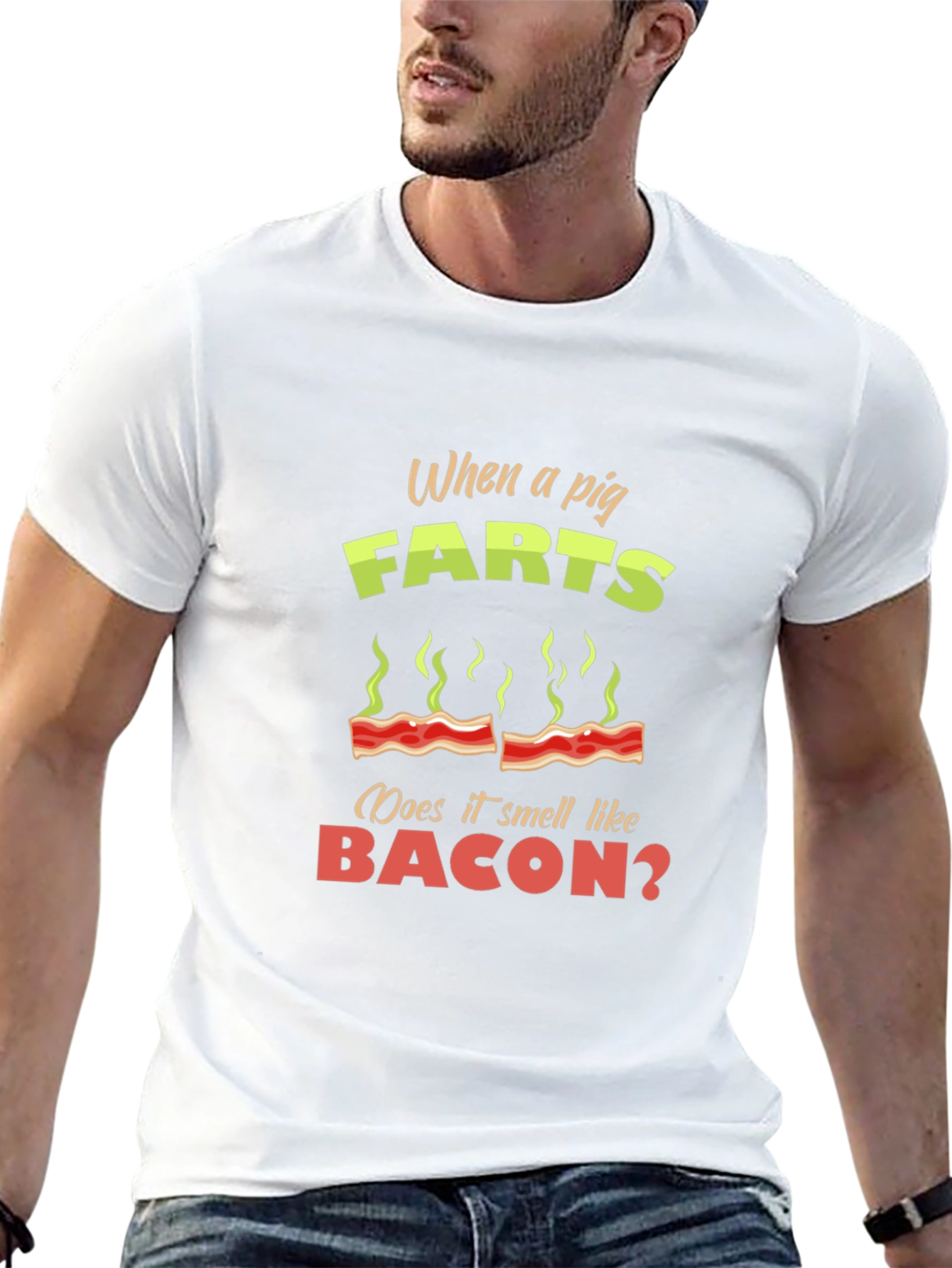 Pig Farts Bacon Funny Novelty T-Shirt