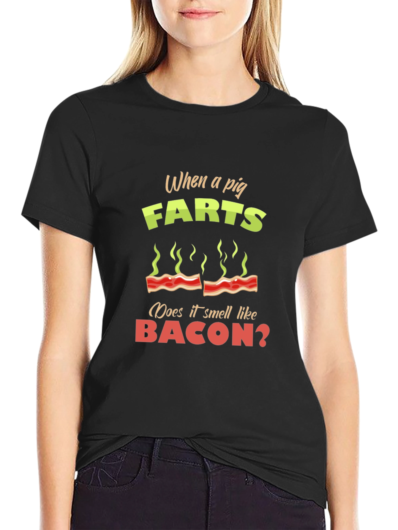 Pig Farts Bacon Funny Novelty T-Shirt