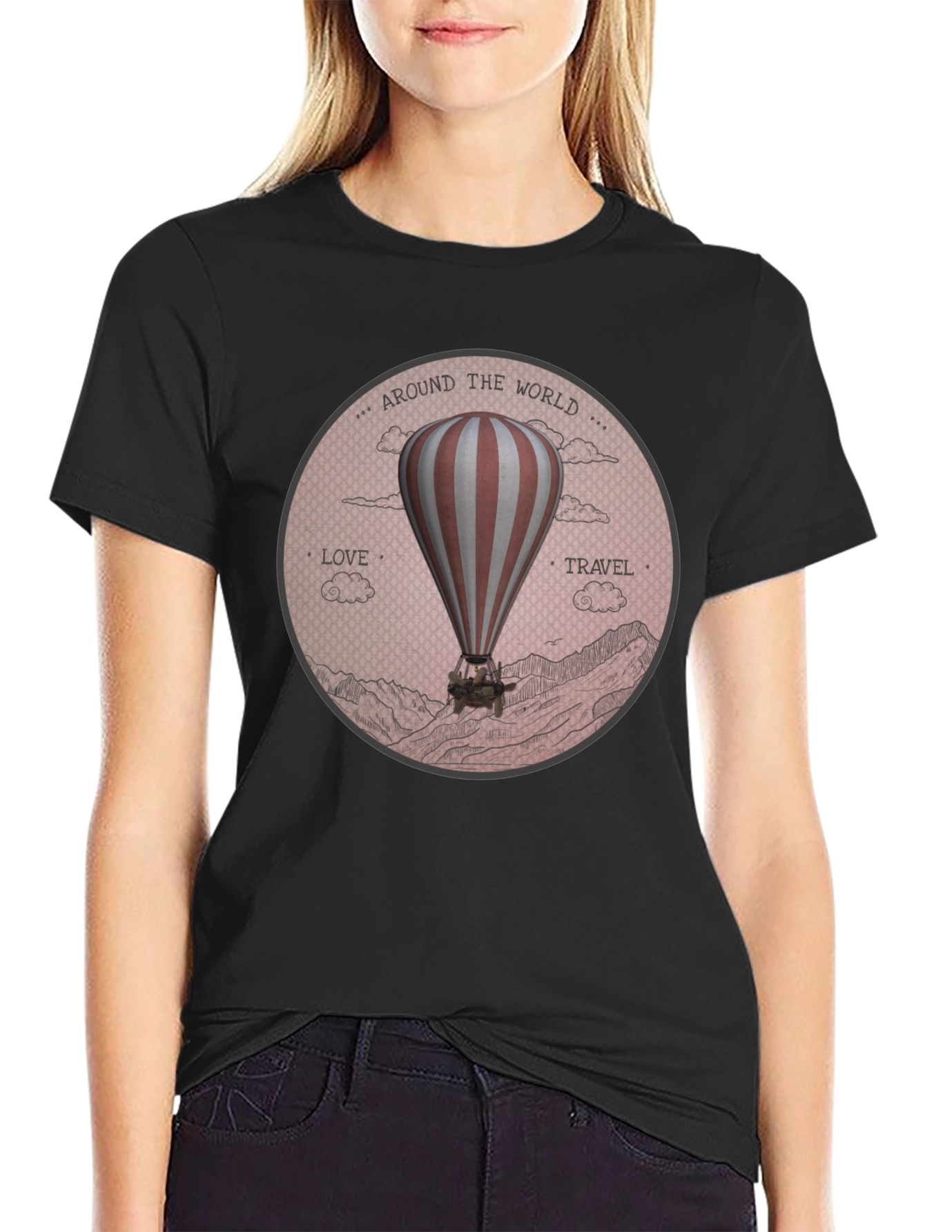 Around the World Hot Air Balloon Graphic Tee