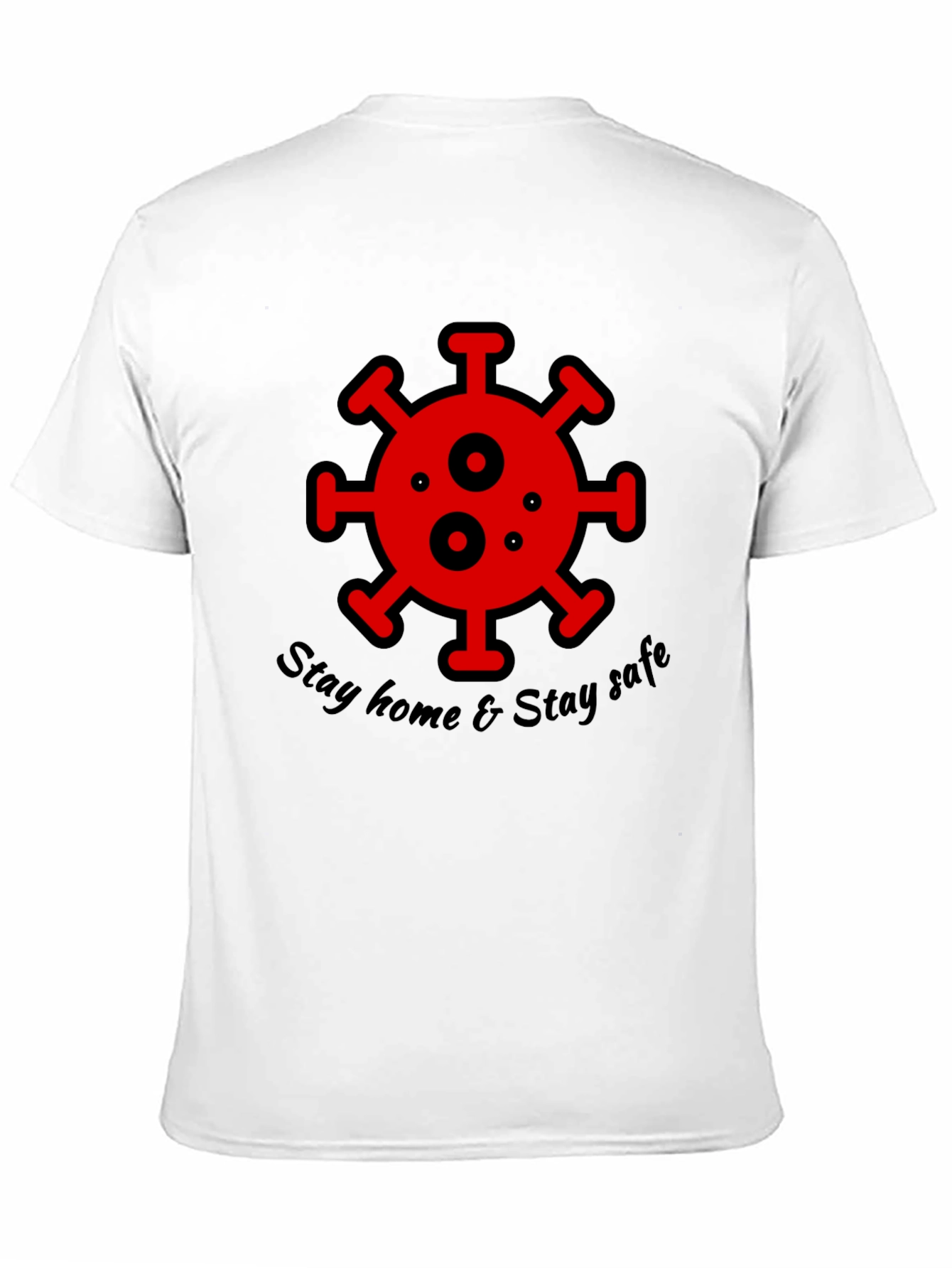 Stay Home Stay Safe Black Graphic T-Shirt
