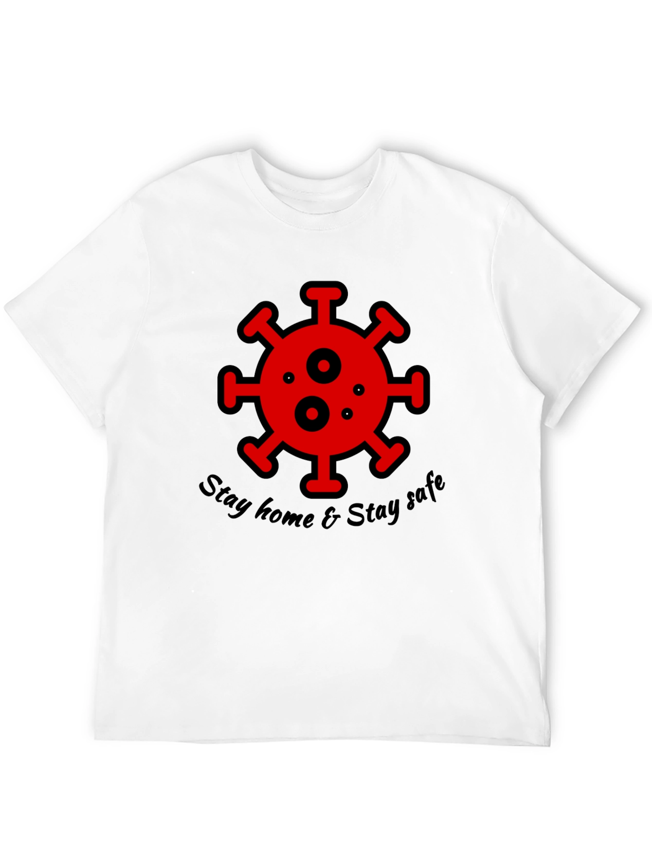 Stay Home Stay Safe Black Graphic T-Shirt