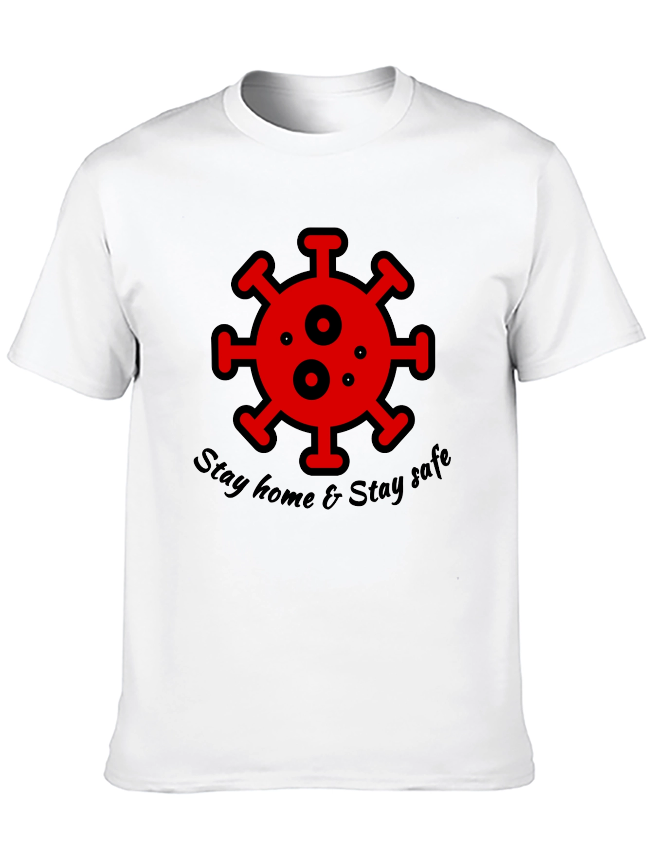 Stay Home Stay Safe Black Graphic T-Shirt