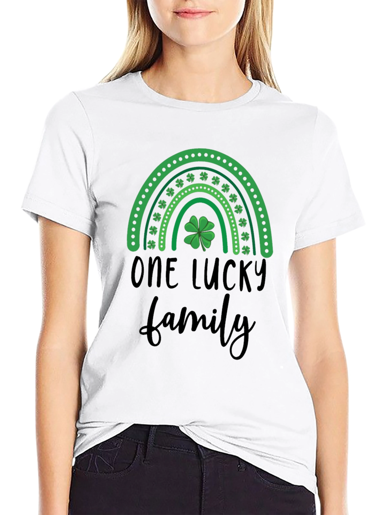 One Lucky Family Shamrock Rainbow T-Shirt