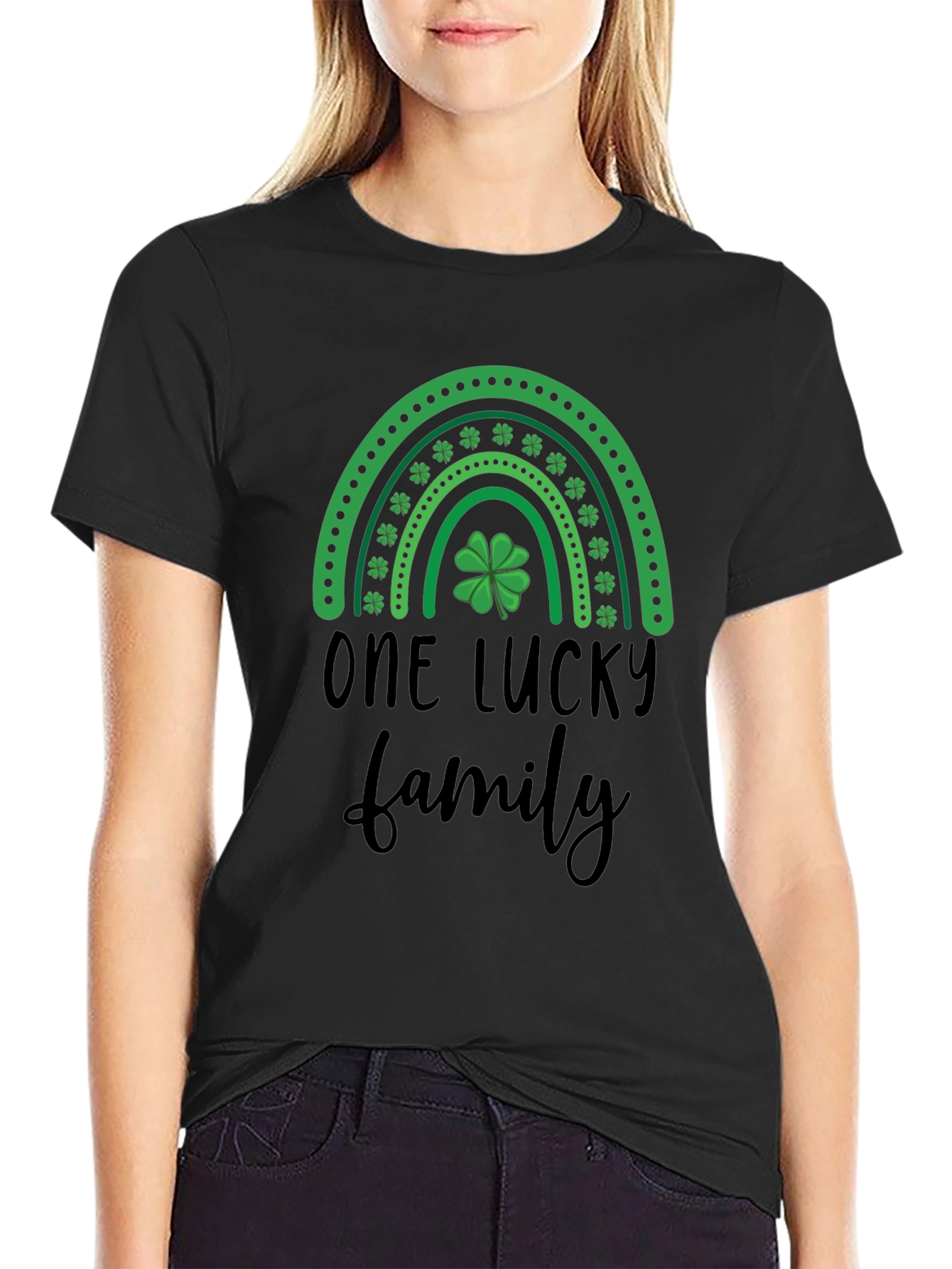 One Lucky Family Shamrock Rainbow T-Shirt