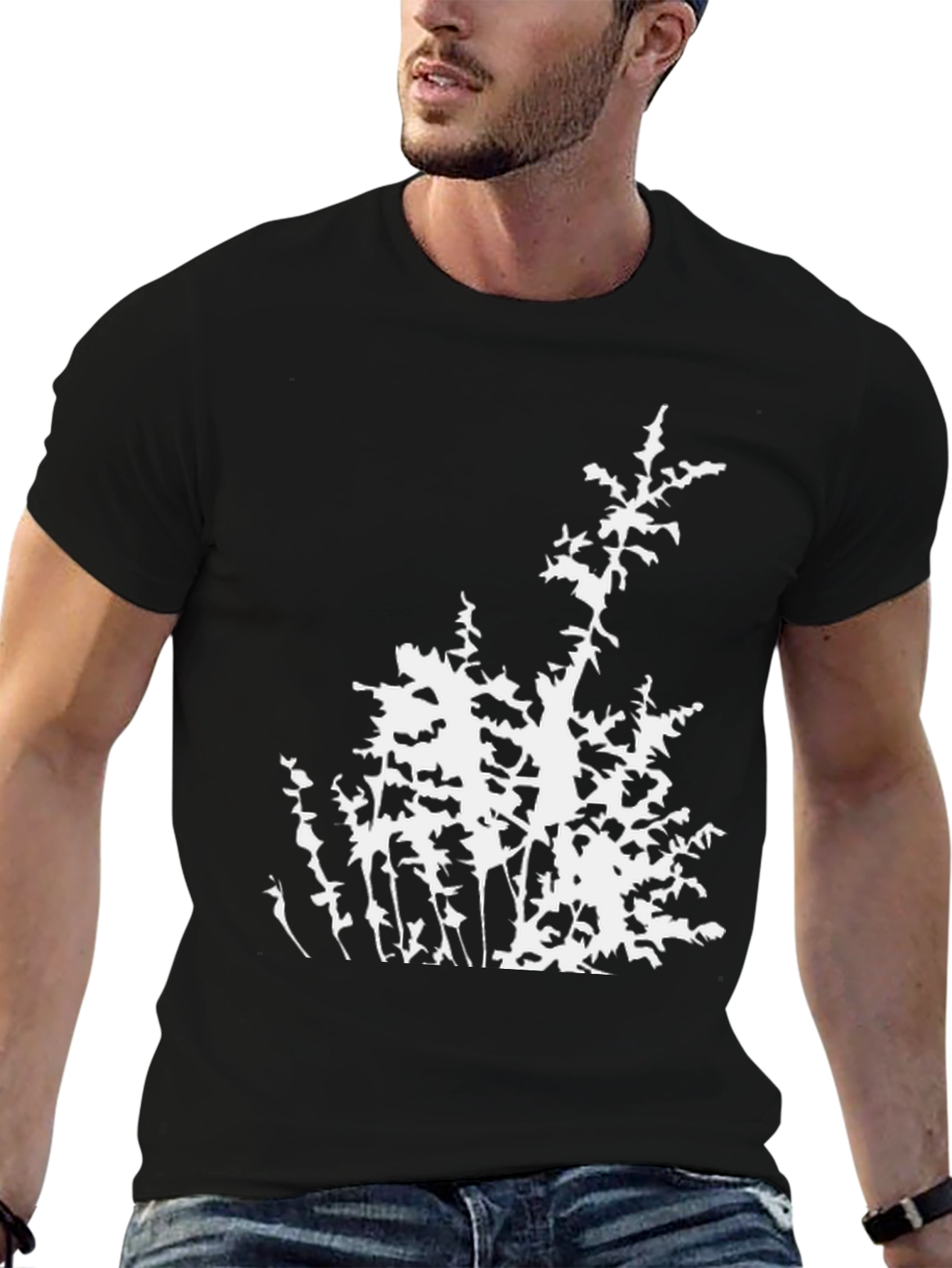 Abstract Botanical Black T-Shirt