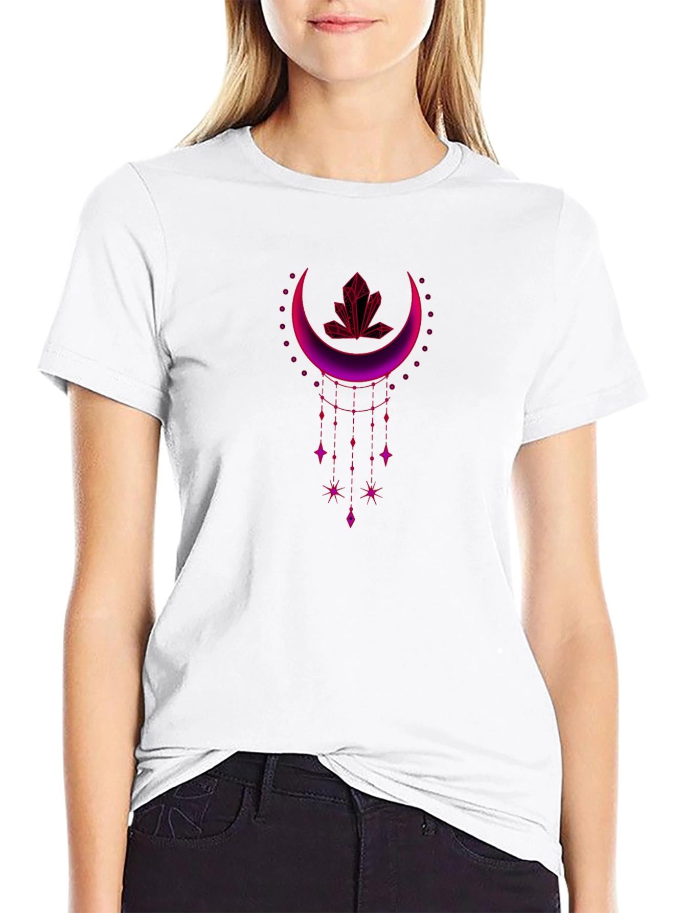 Mystic Moon Crystal Graphic Tee - Black