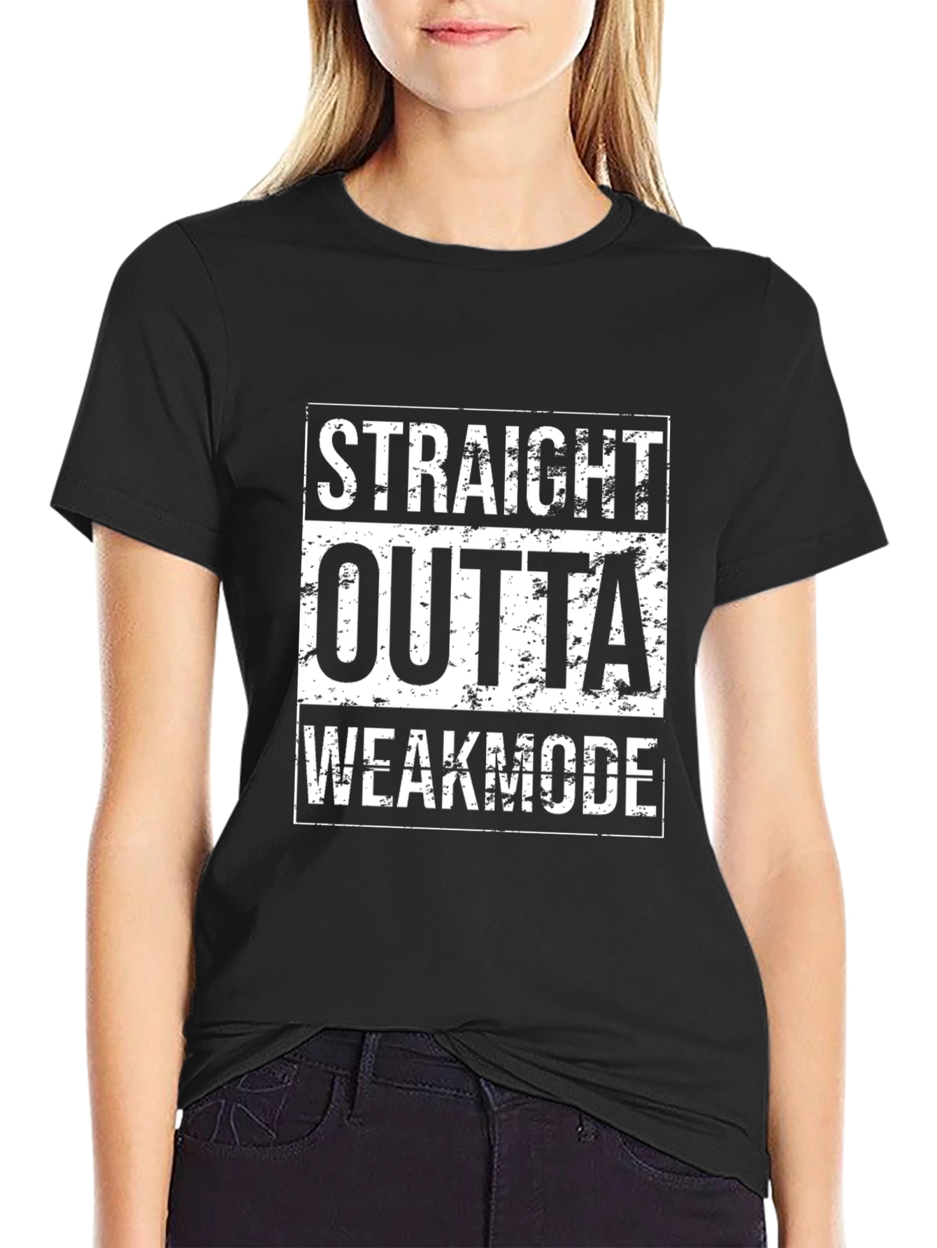 Straight Outta Weakmode Black T-Shirt