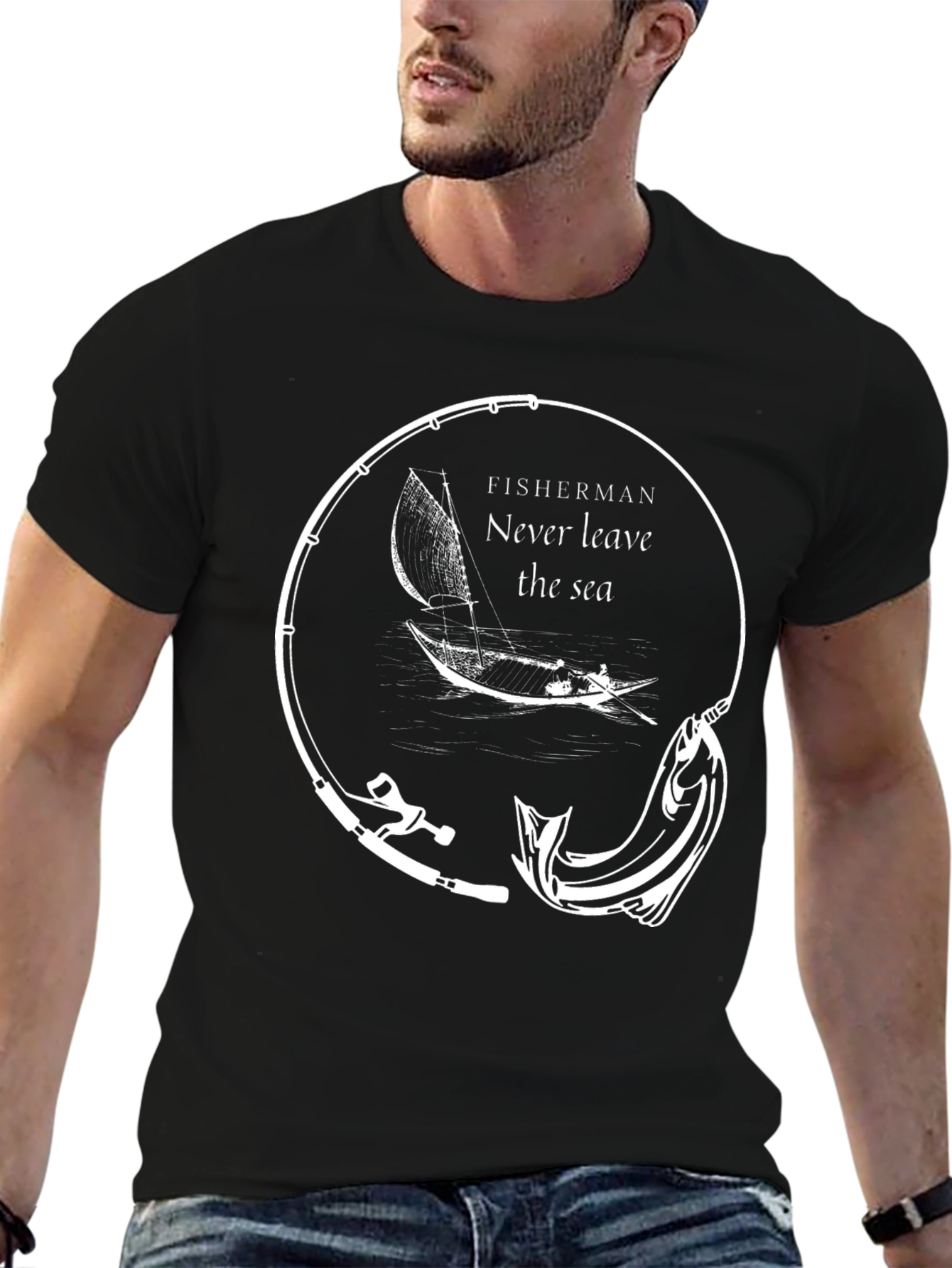 Fisherman Never Leave the Sea Graphic Tee