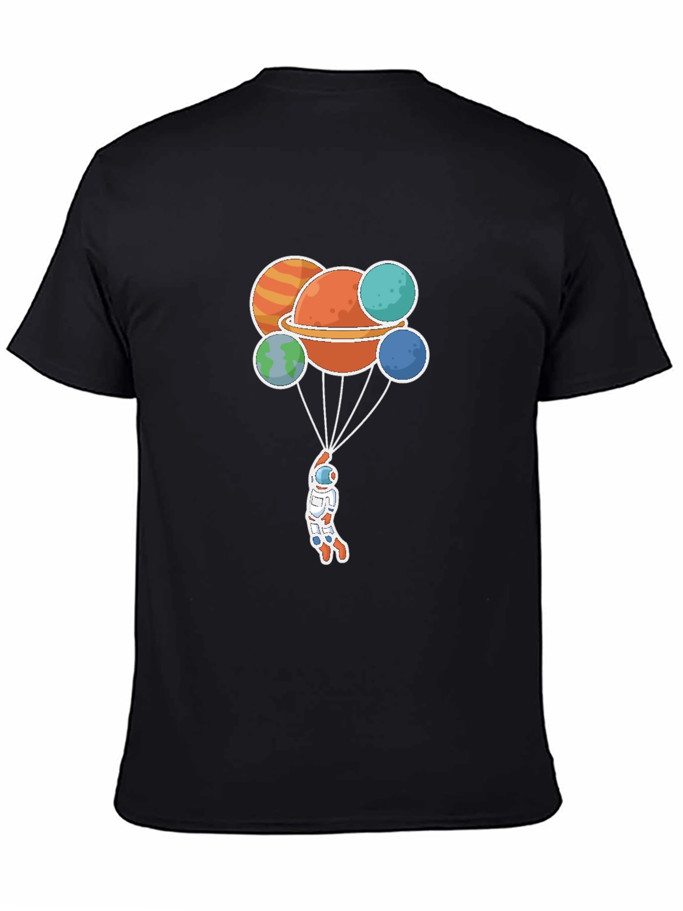 Astronaut Planets Graphic Tee - Black Crew Neck