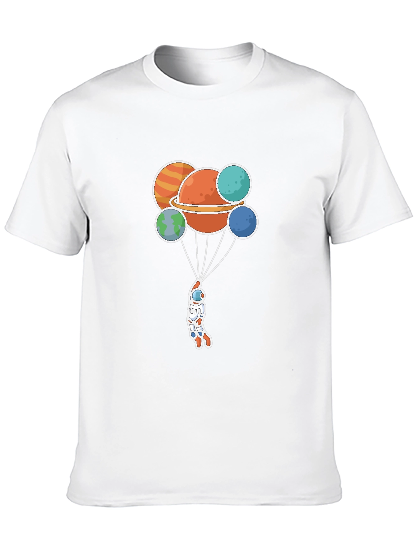 Astronaut Planets Graphic Tee - Black Crew Neck