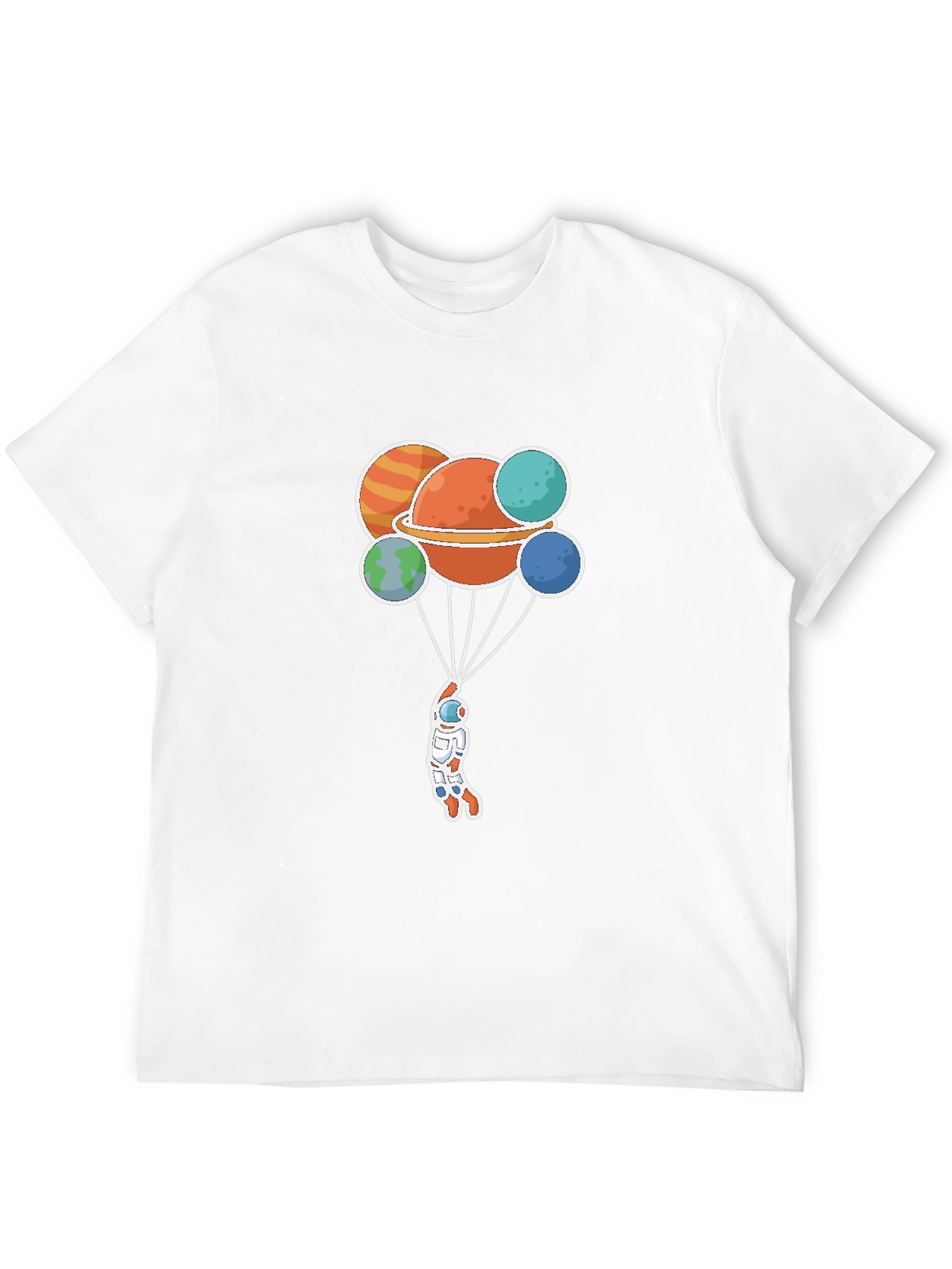 Astronaut Planets Graphic Tee - Black Crew Neck