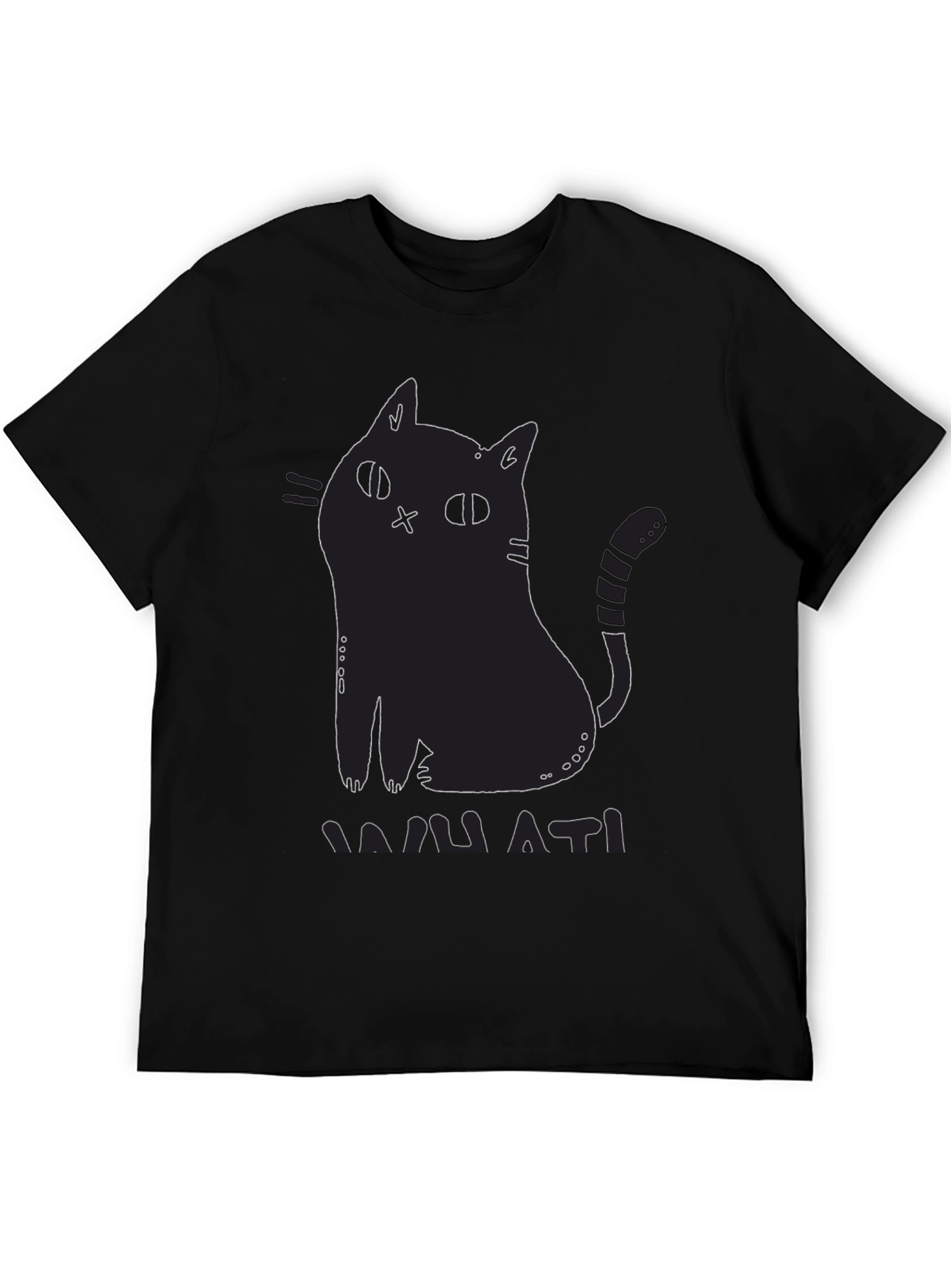 Black Cat Graphic Print T-Shirt - Mamati