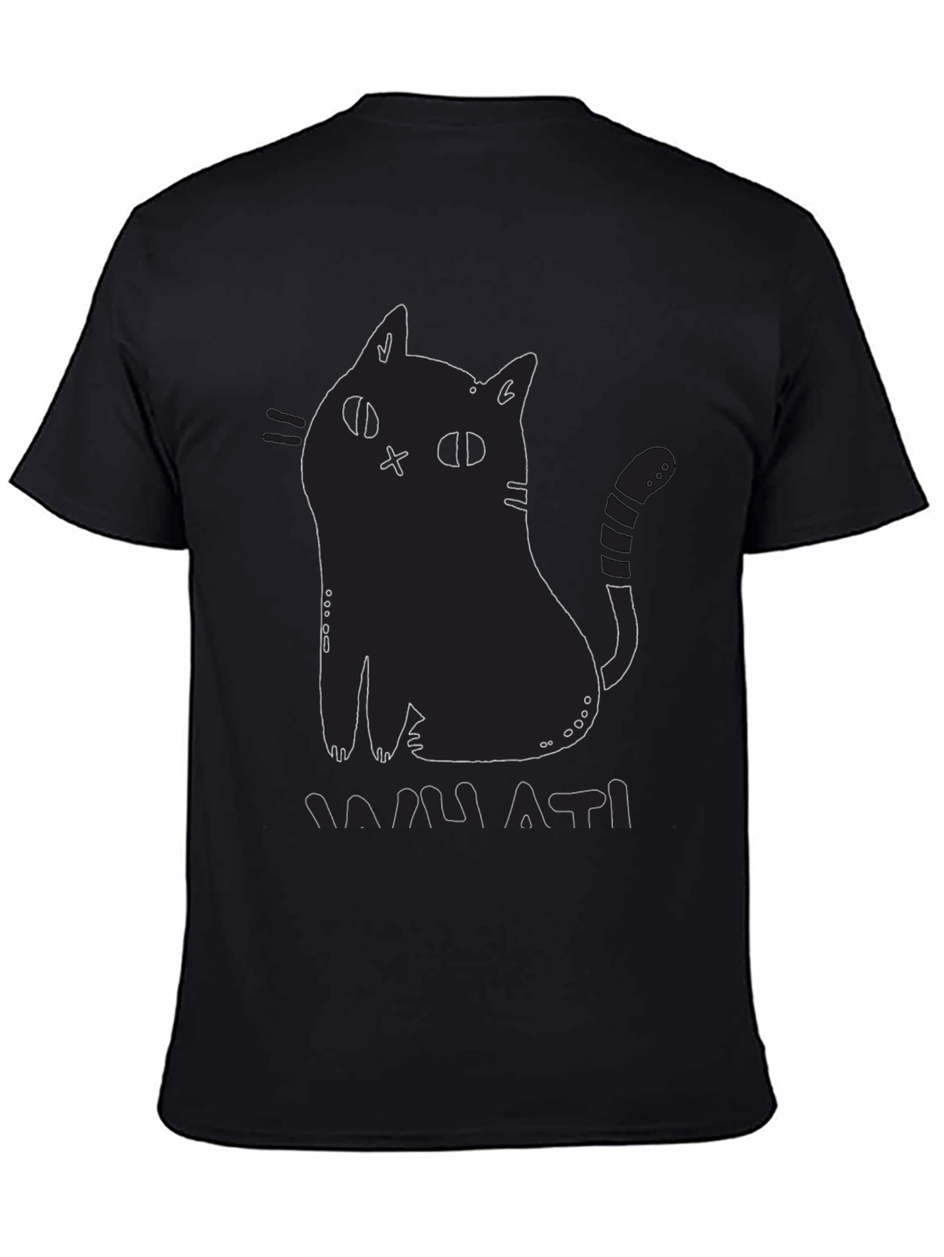 Black Cat Graphic Print T-Shirt - Mamati