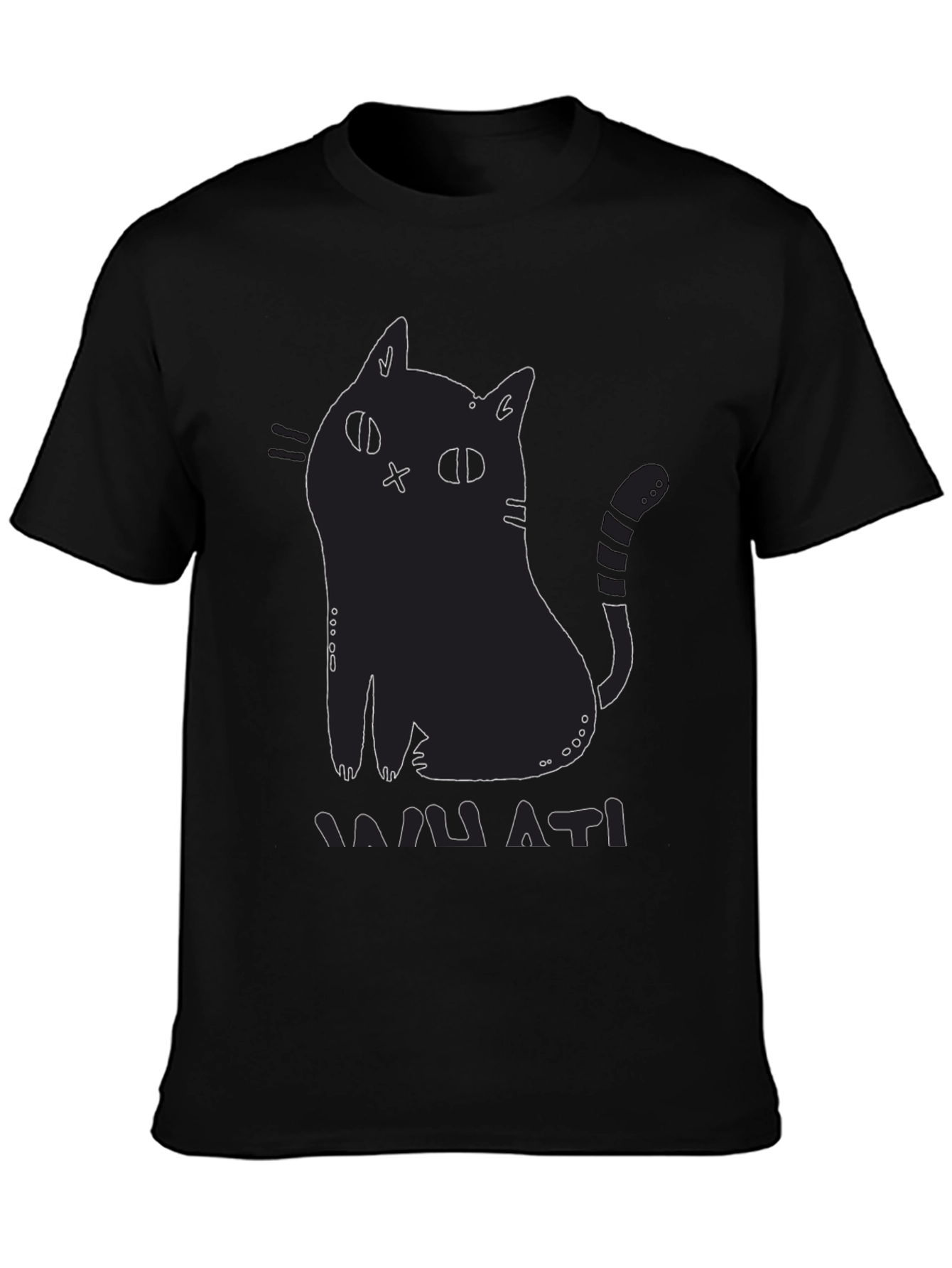 Black Cat Graphic Print T-Shirt - Mamati