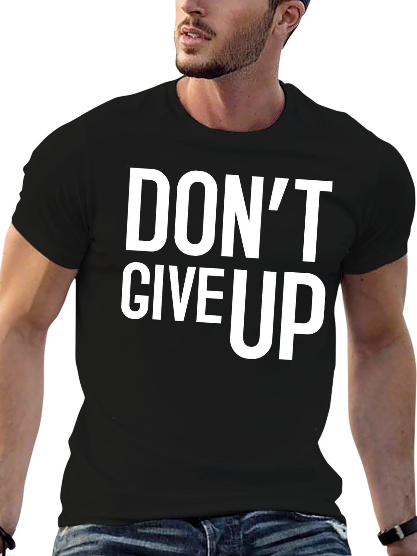 Dont Give Up Graphic Tee - Motivational Black T-Shirt