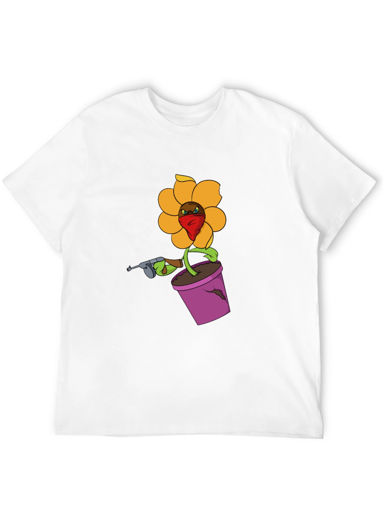 Gangster Flower Pot Graphic T-Shirt - Black