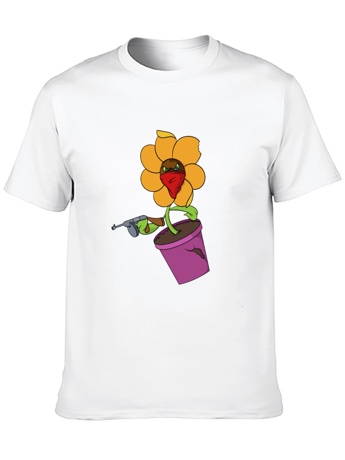 Gangster Flower Pot Graphic T-Shirt - Black