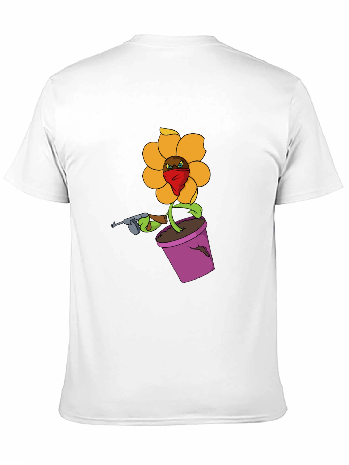 Gangster Flower Pot Graphic T-Shirt - Black