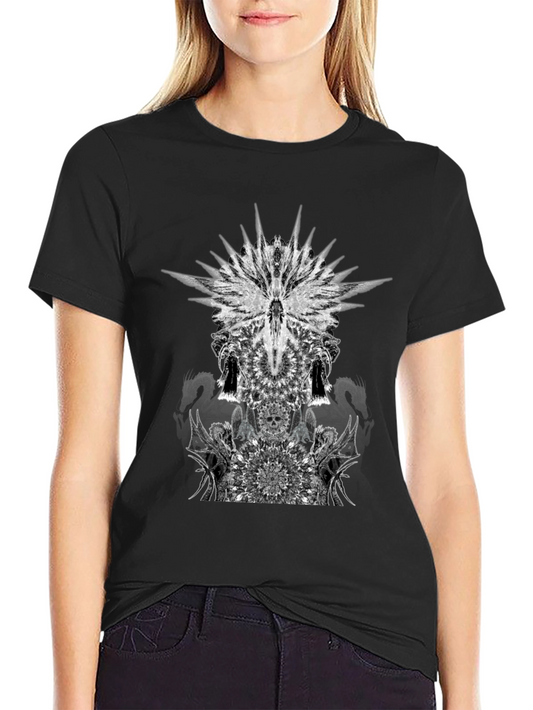 Black T-Shirt with Abstract Graphic Print