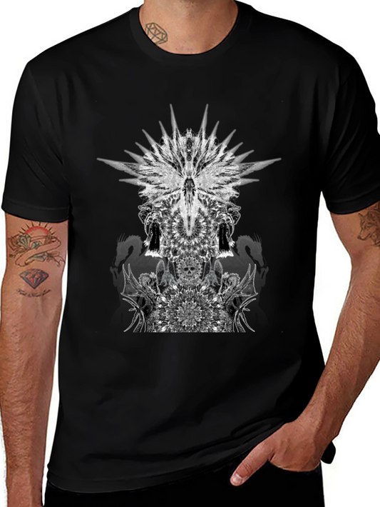 Black T-Shirt with Abstract Graphic Print