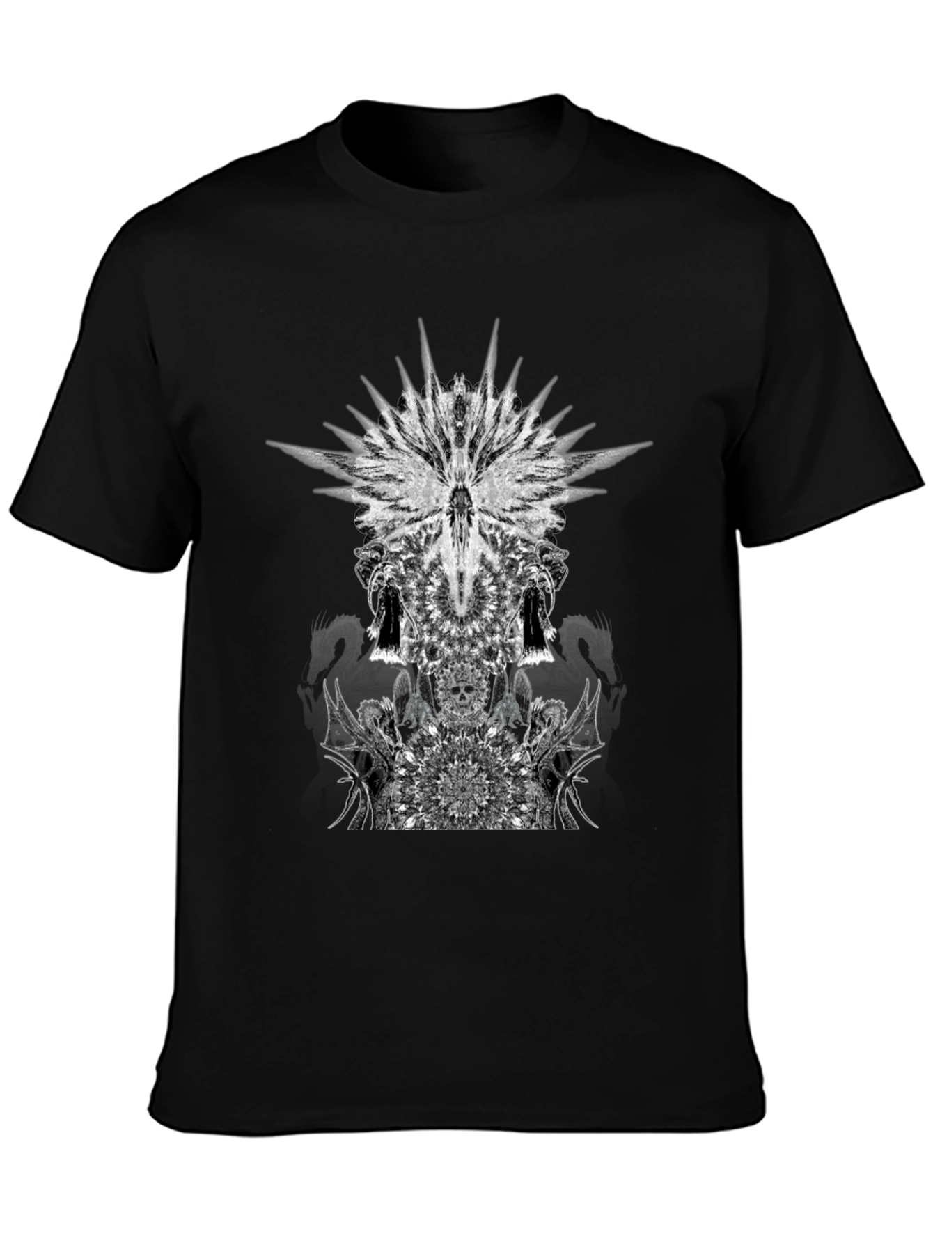 Black T-Shirt with Abstract Graphic Print