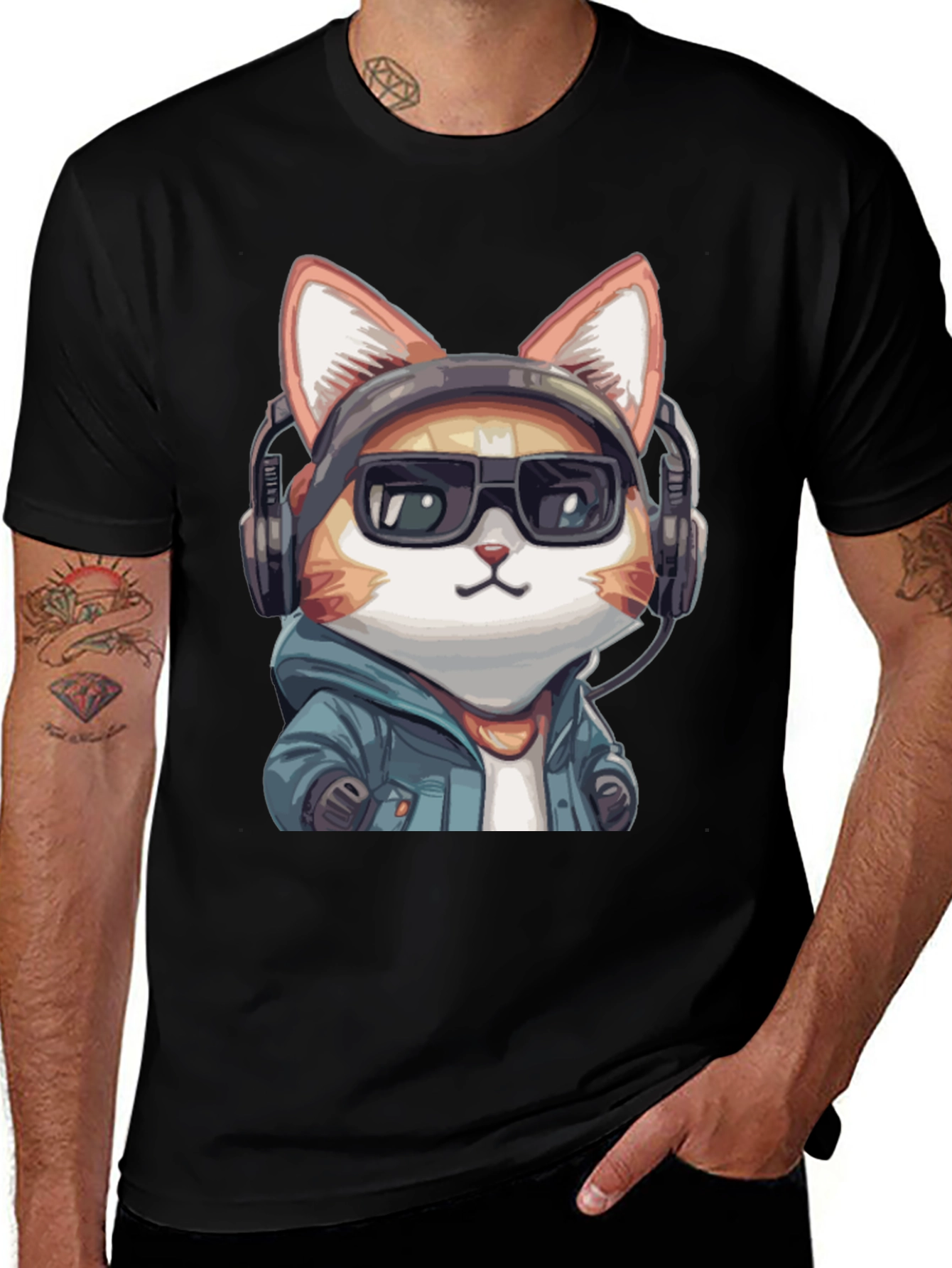Cool Cat DJ Black T-Shirt