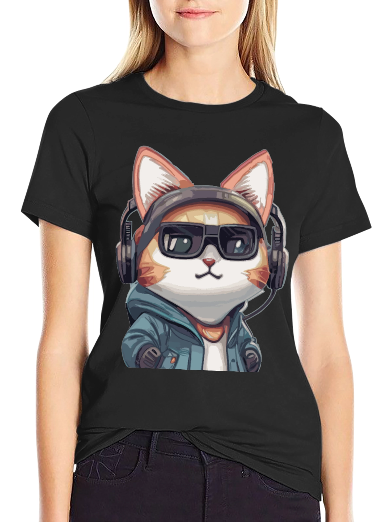 Cool Cat DJ Black T-Shirt