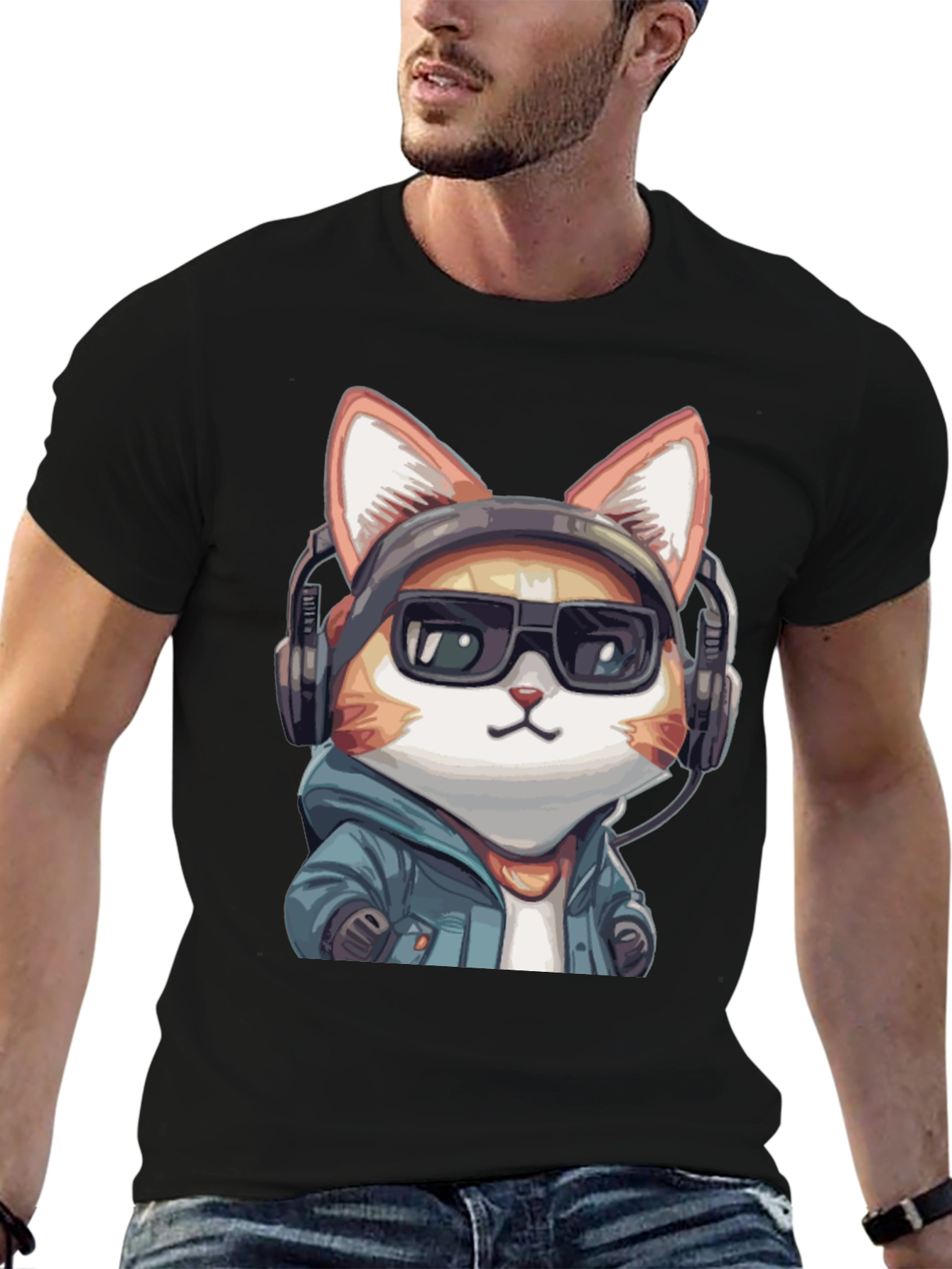 Cool Cat DJ Black T-Shirt