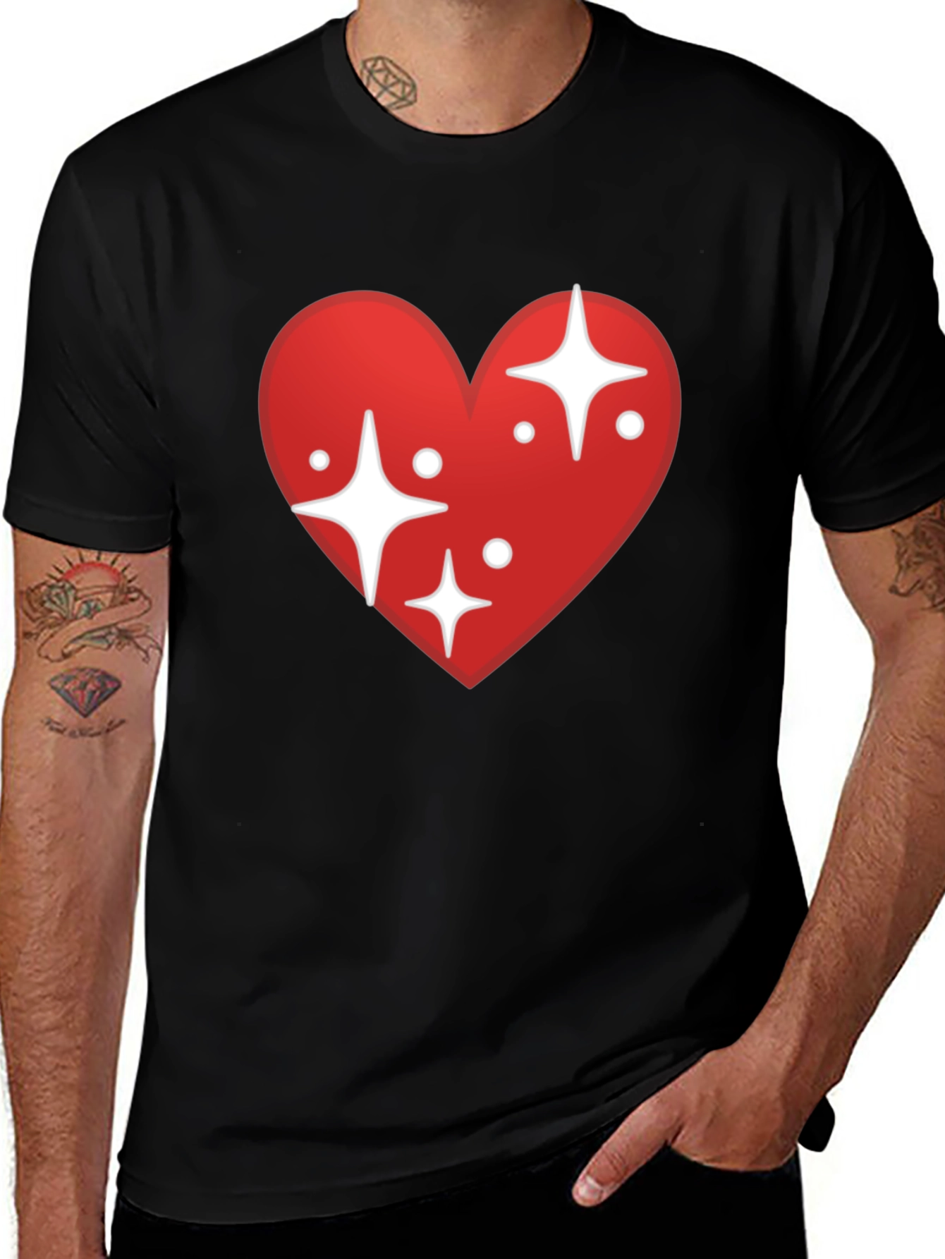 Sparkling Heart Graphic Black T-Shirt