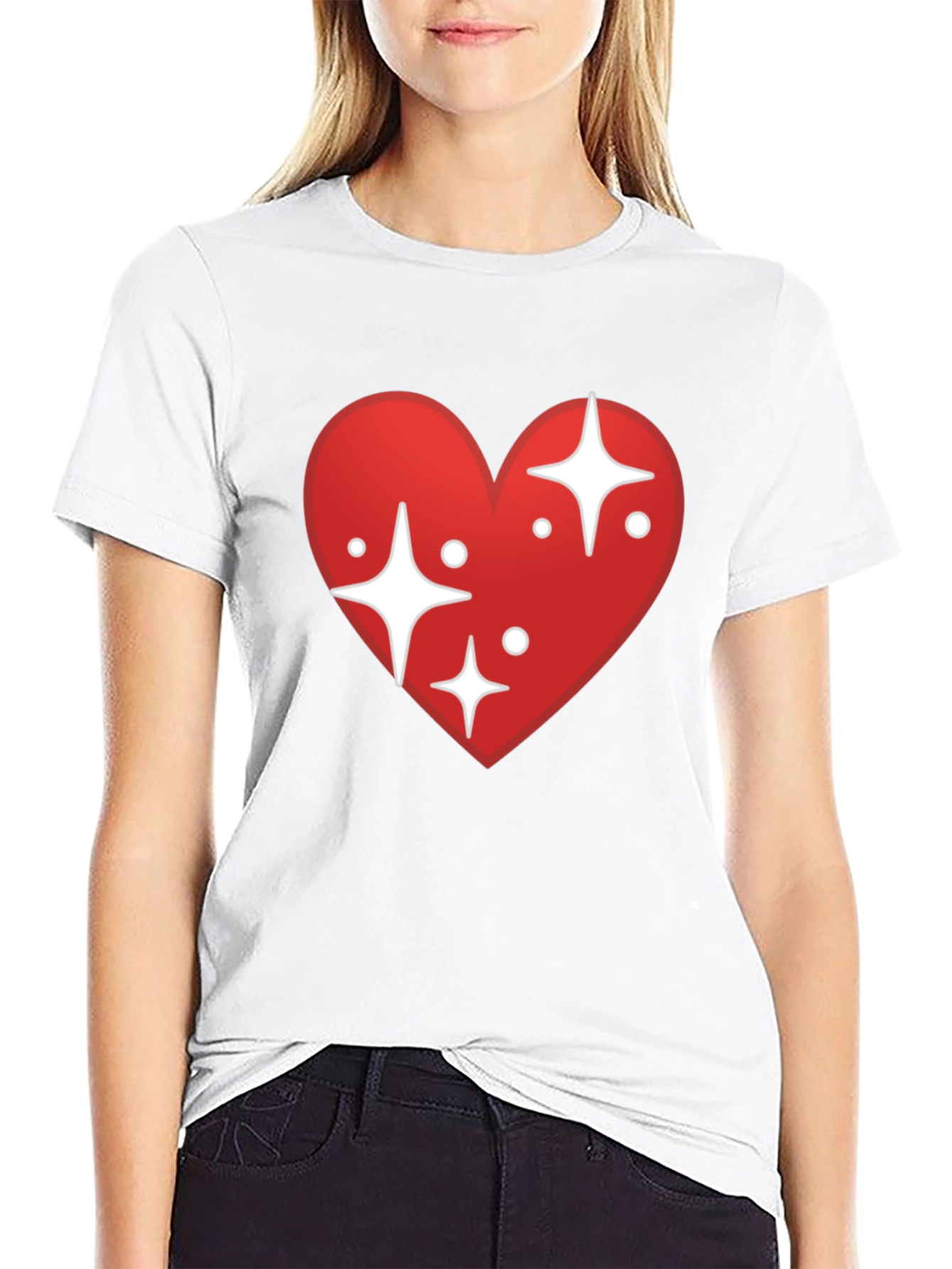 Sparkling Heart Graphic Black T-Shirt