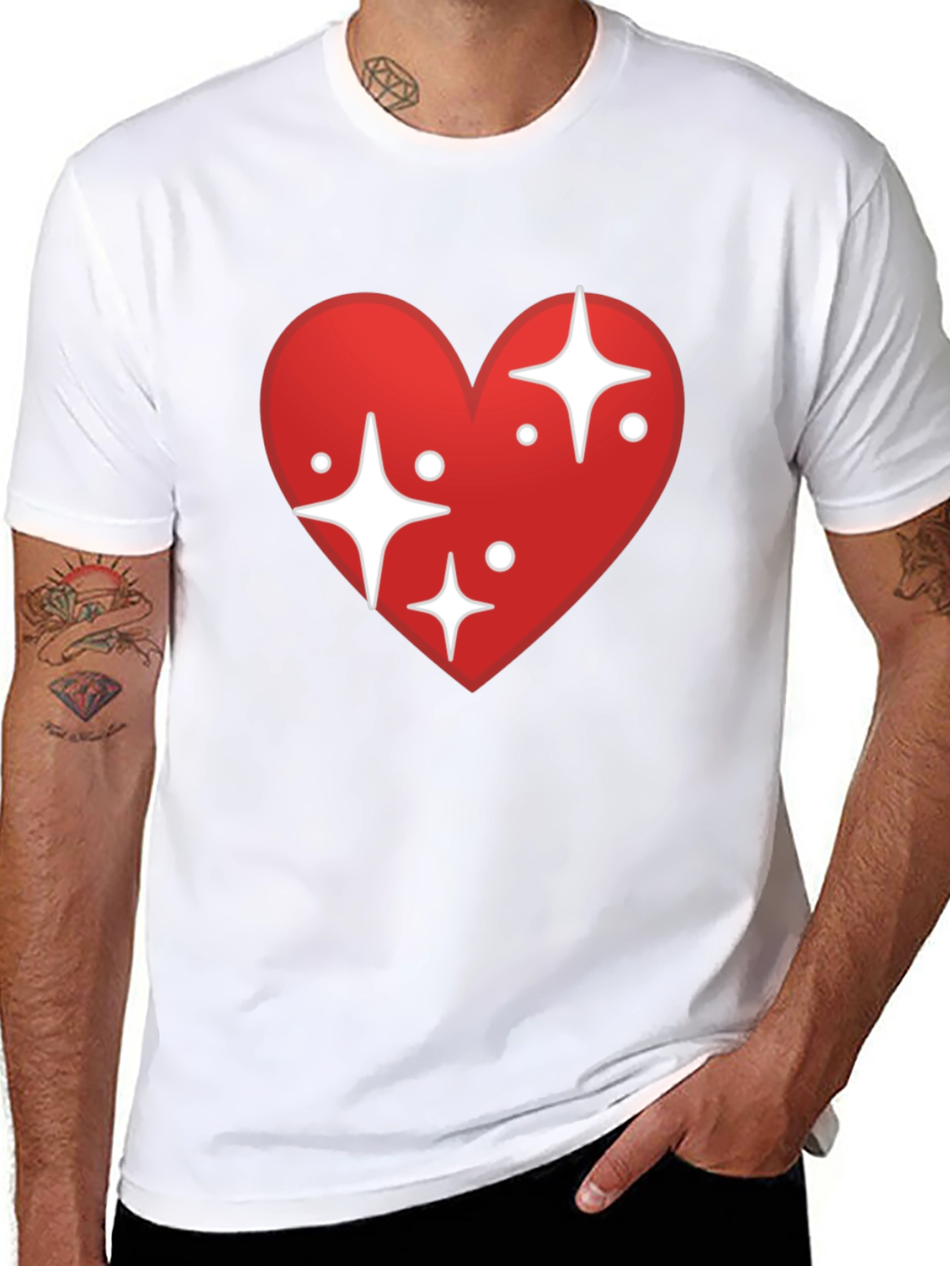 Sparkling Heart Graphic Black T-Shirt
