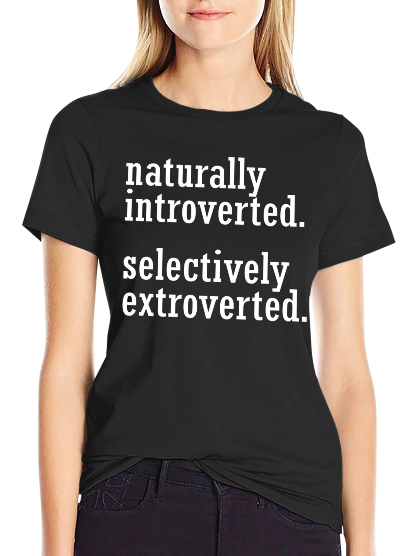 Introverted Extroverted Tee - Black Cotton Blend T-Shirt