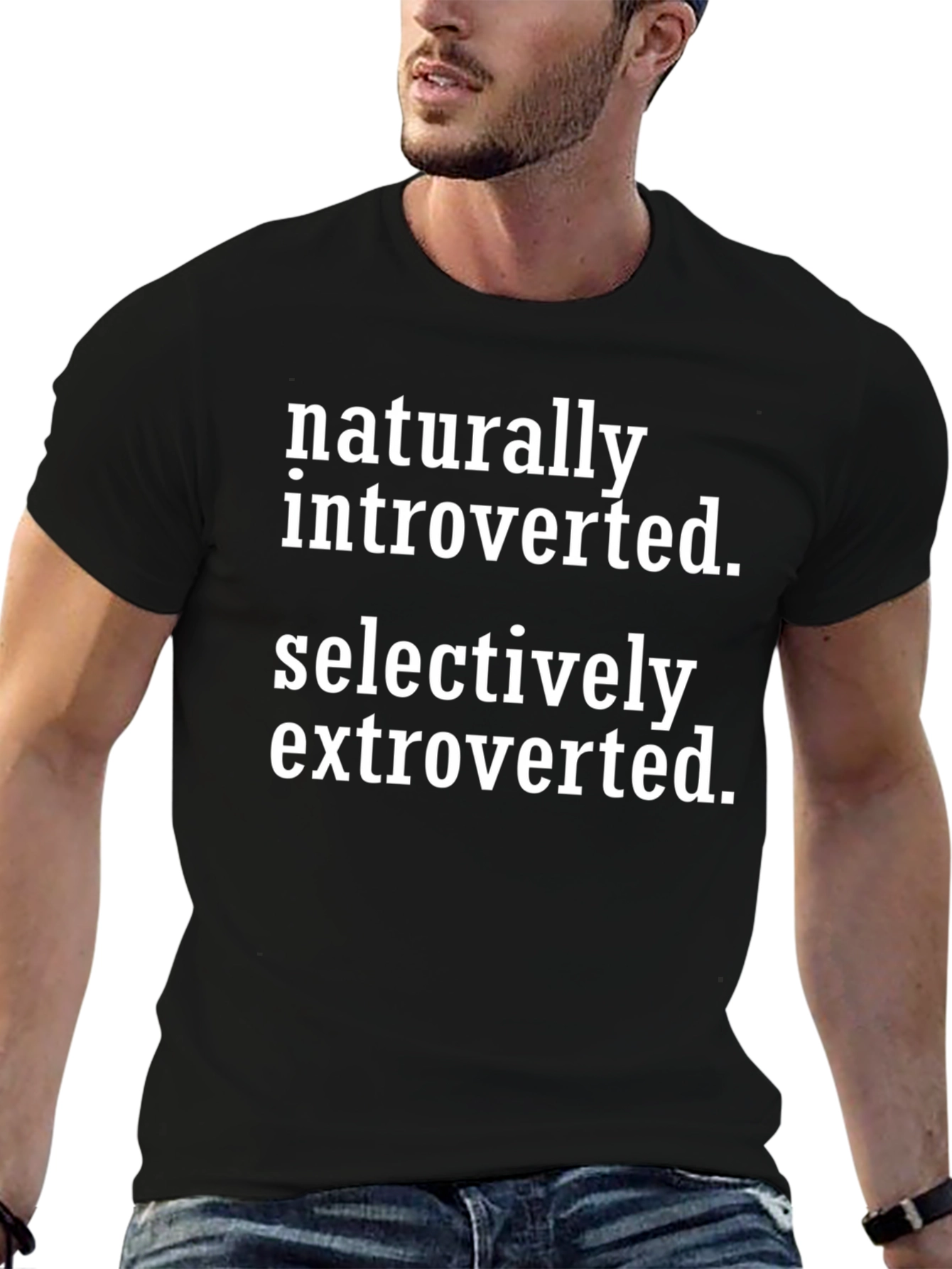 Introverted Extroverted Tee - Black Cotton Blend T-Shirt