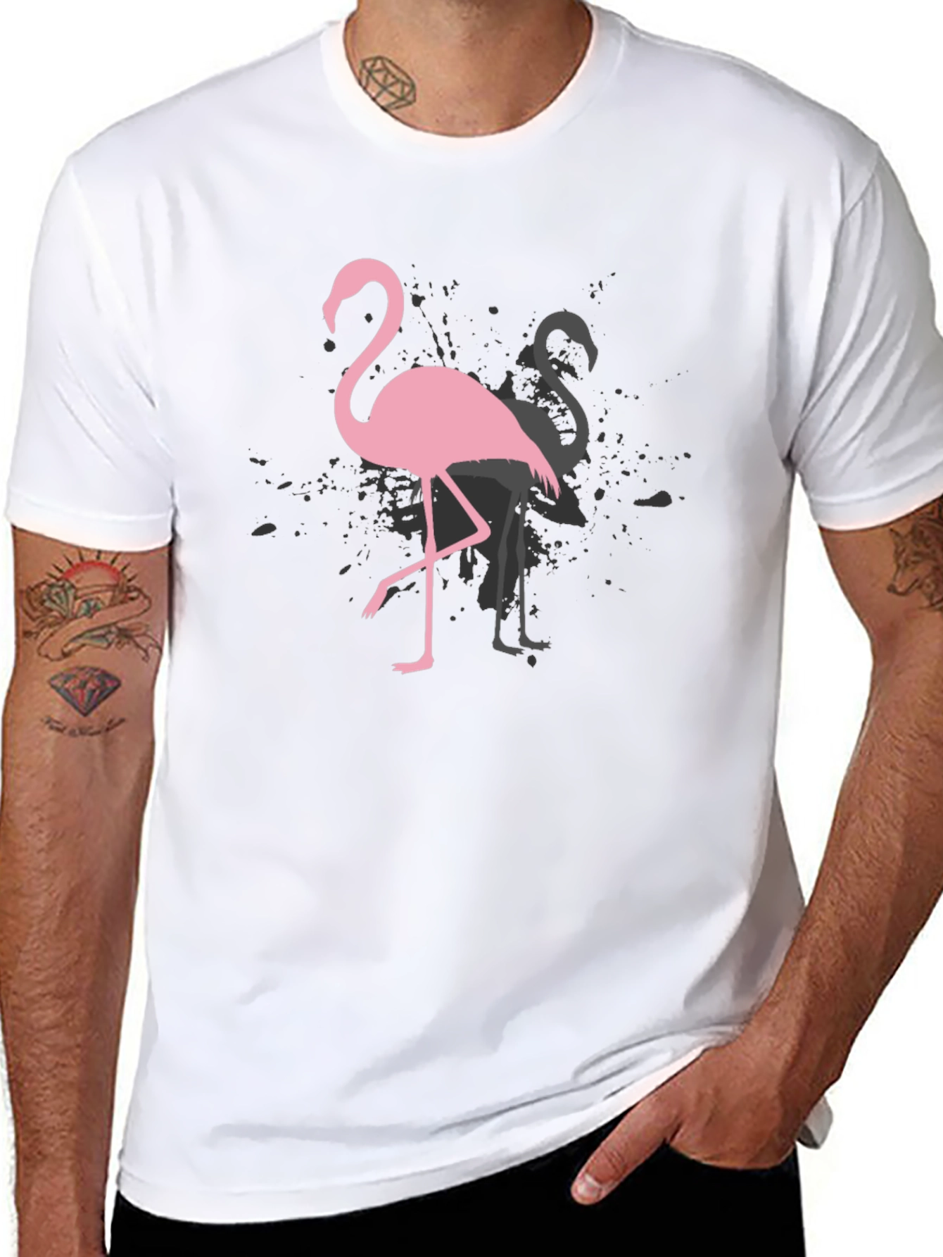 Flamingo Graphic Tee - Trendy Black T-Shirt