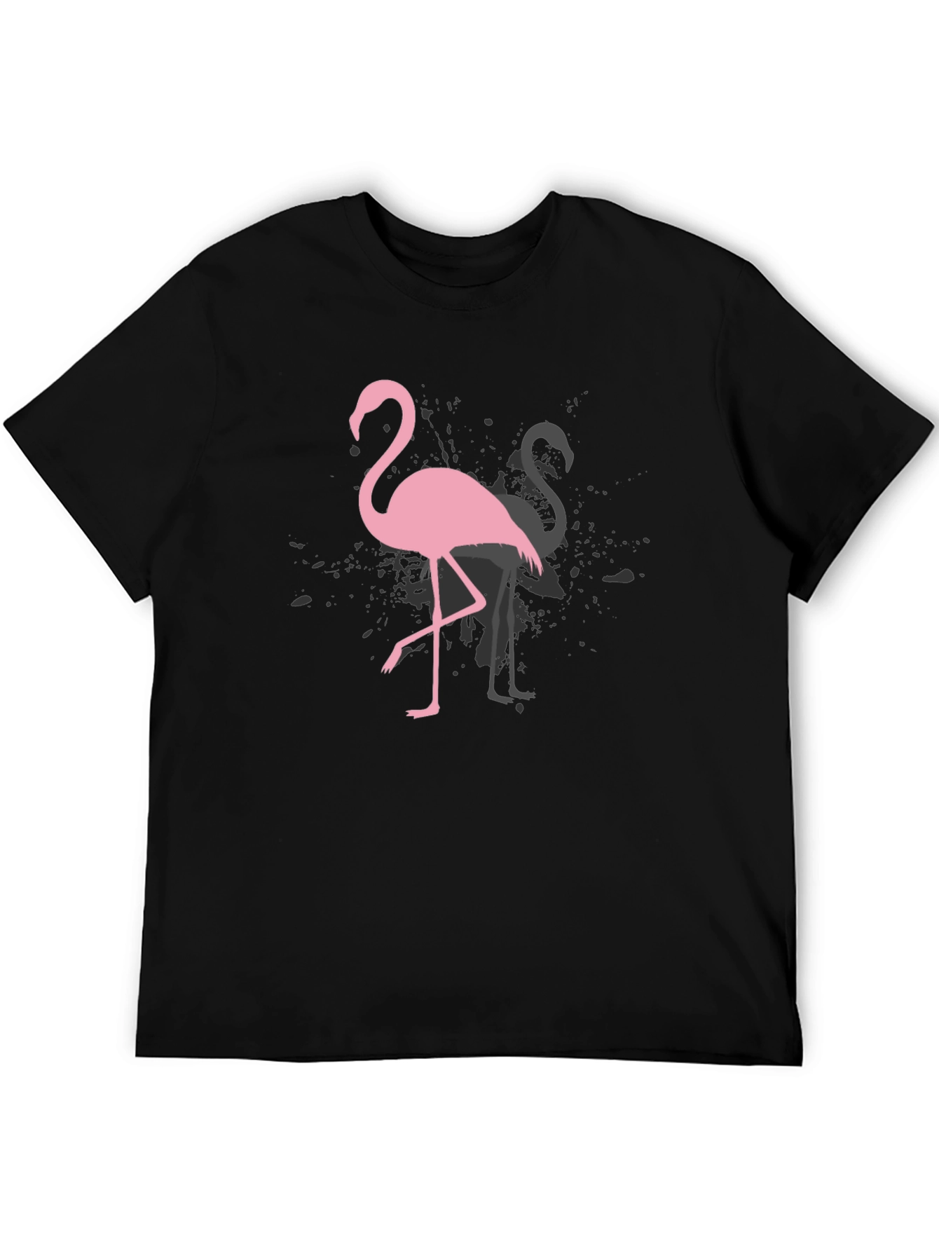 Flamingo Graphic Tee - Trendy Black T-Shirt